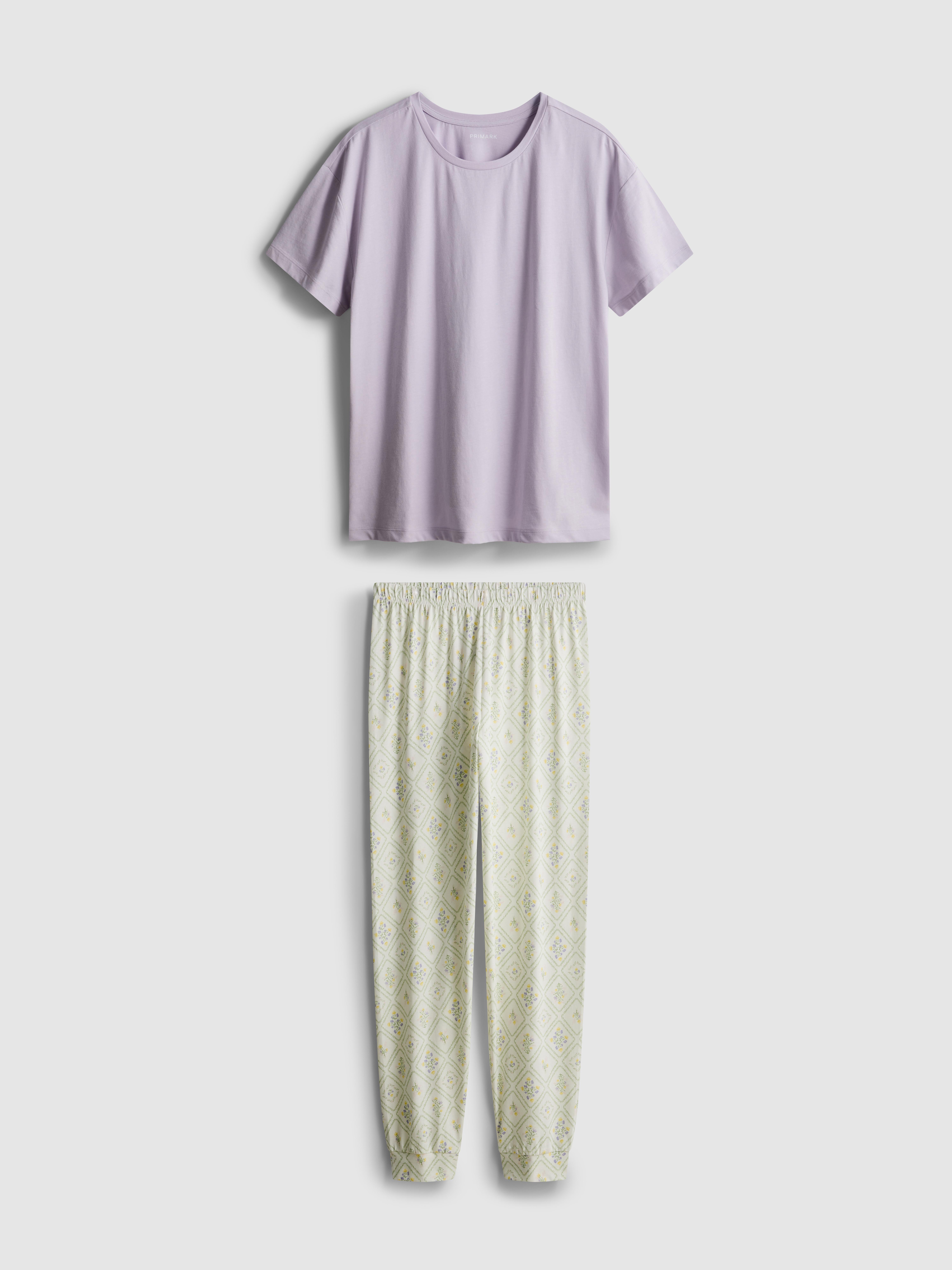 Cotton Crew Neck Printed Pajamas