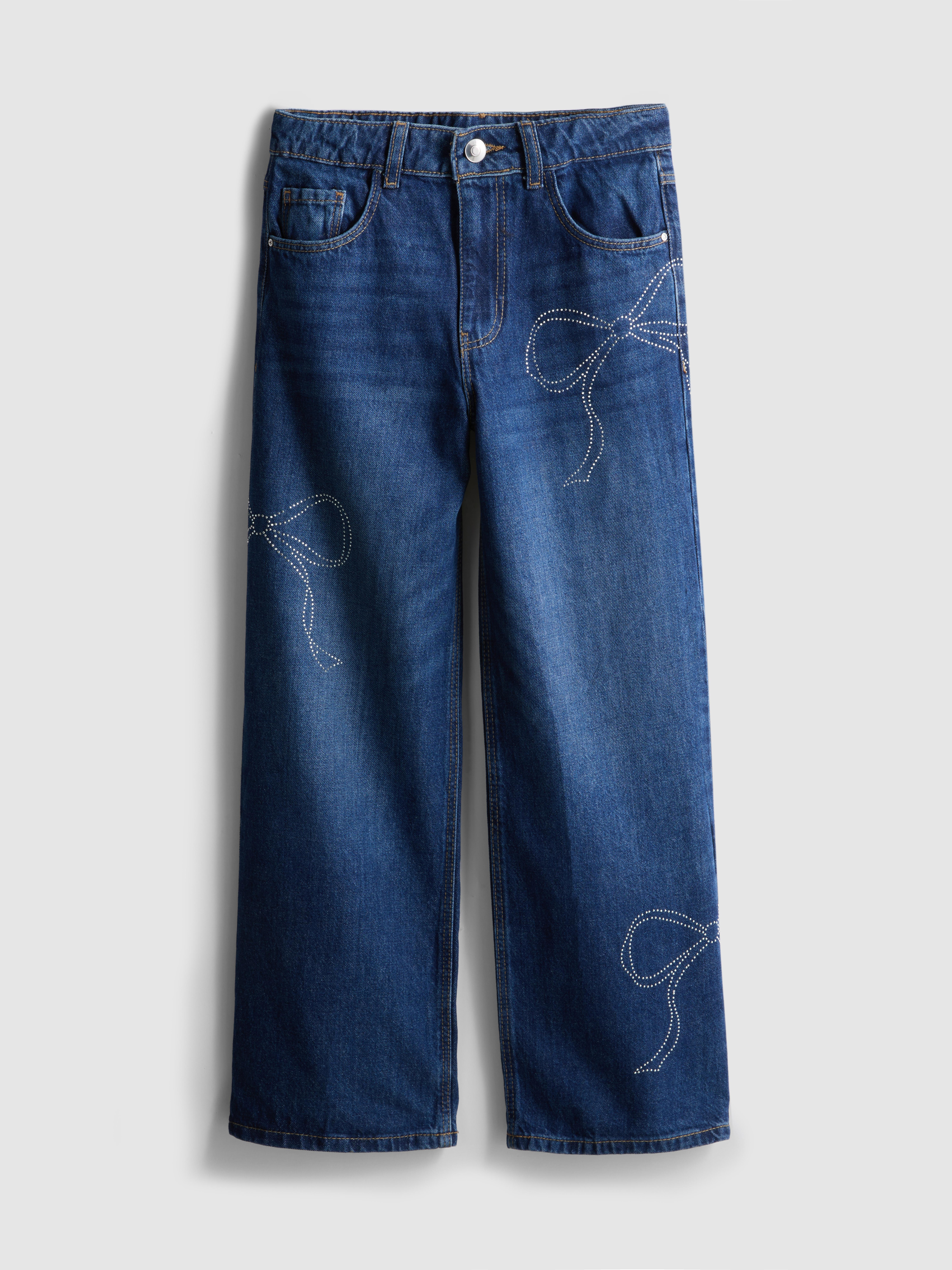 7-15yrs | Diamanté Bow Jeans