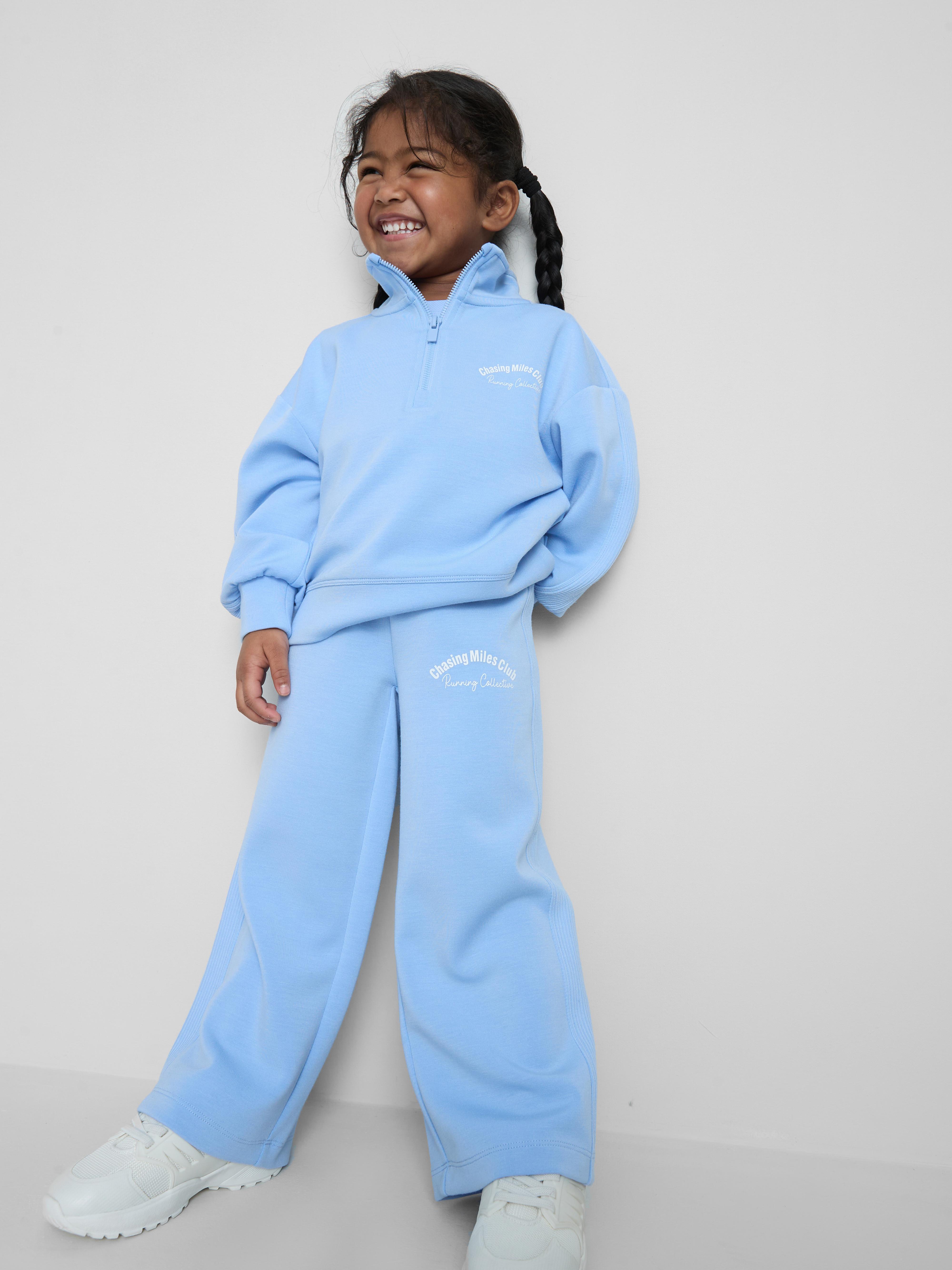 Girls Blue 1.5-8yrs | Wide Leg Sports Joggers