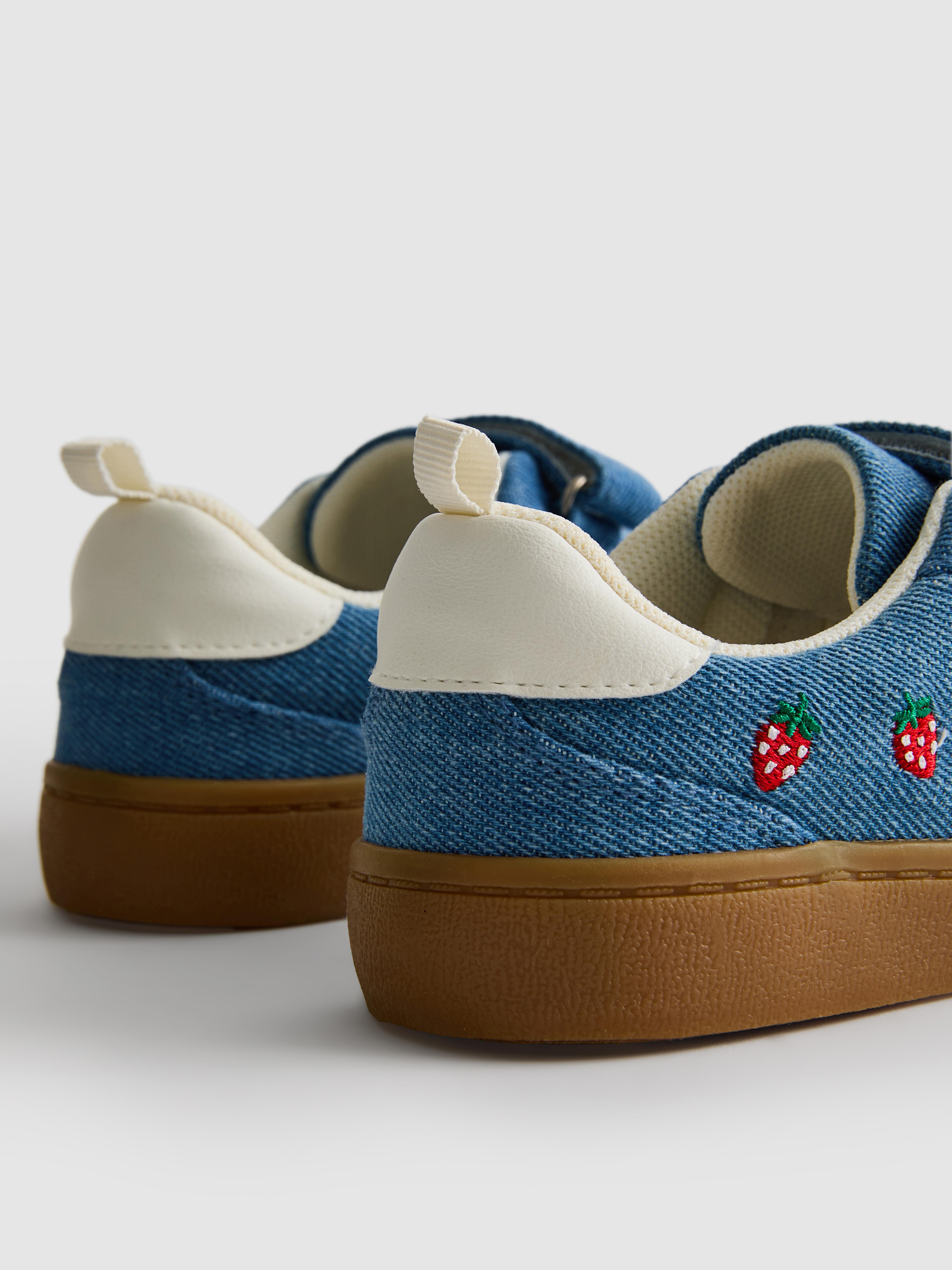 Girls Blue Heather Denim Gum-Sole Low-Top Sneakers