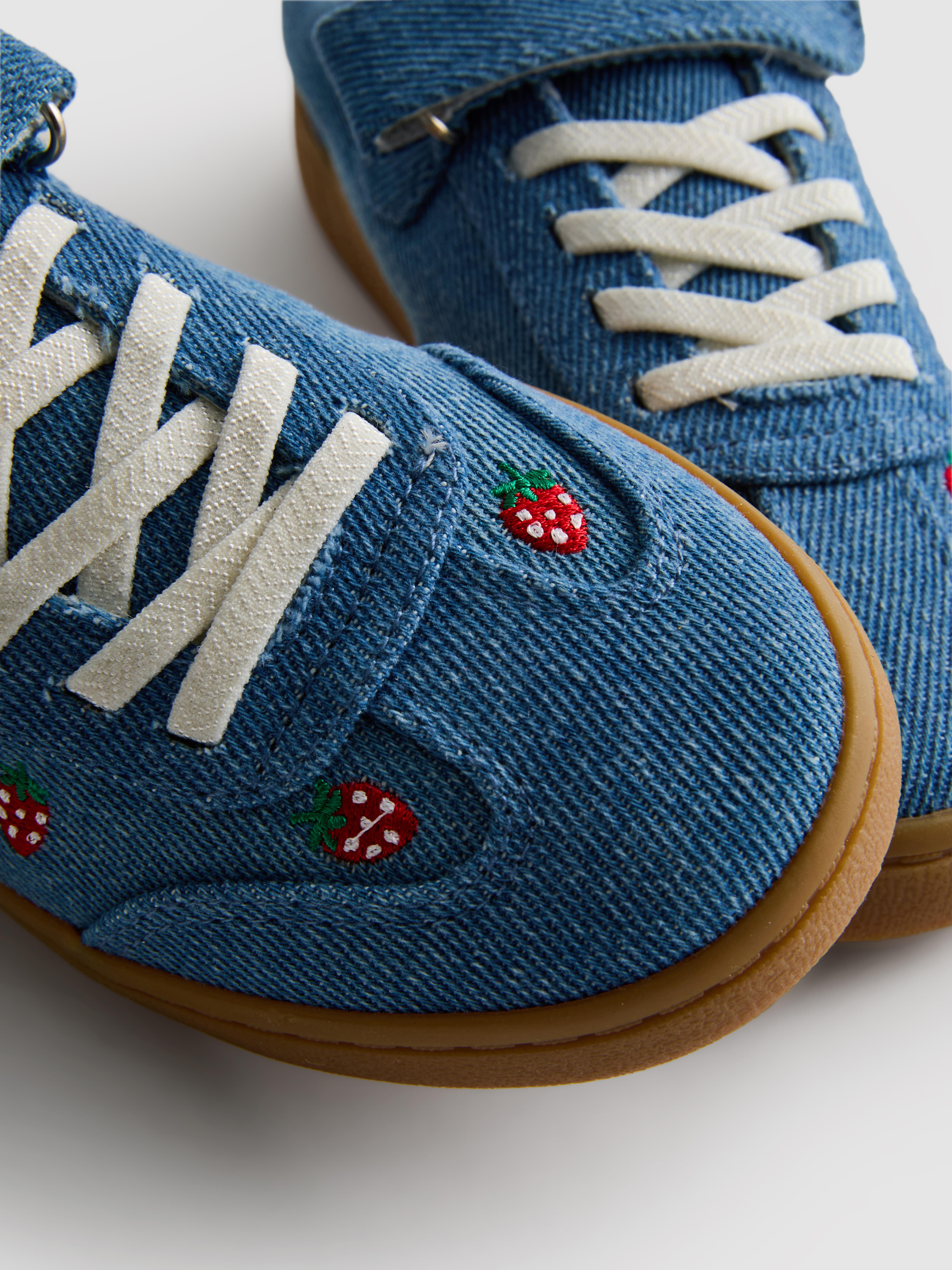 Girls Blue Heather Denim Gum-Sole Low-Top Sneakers