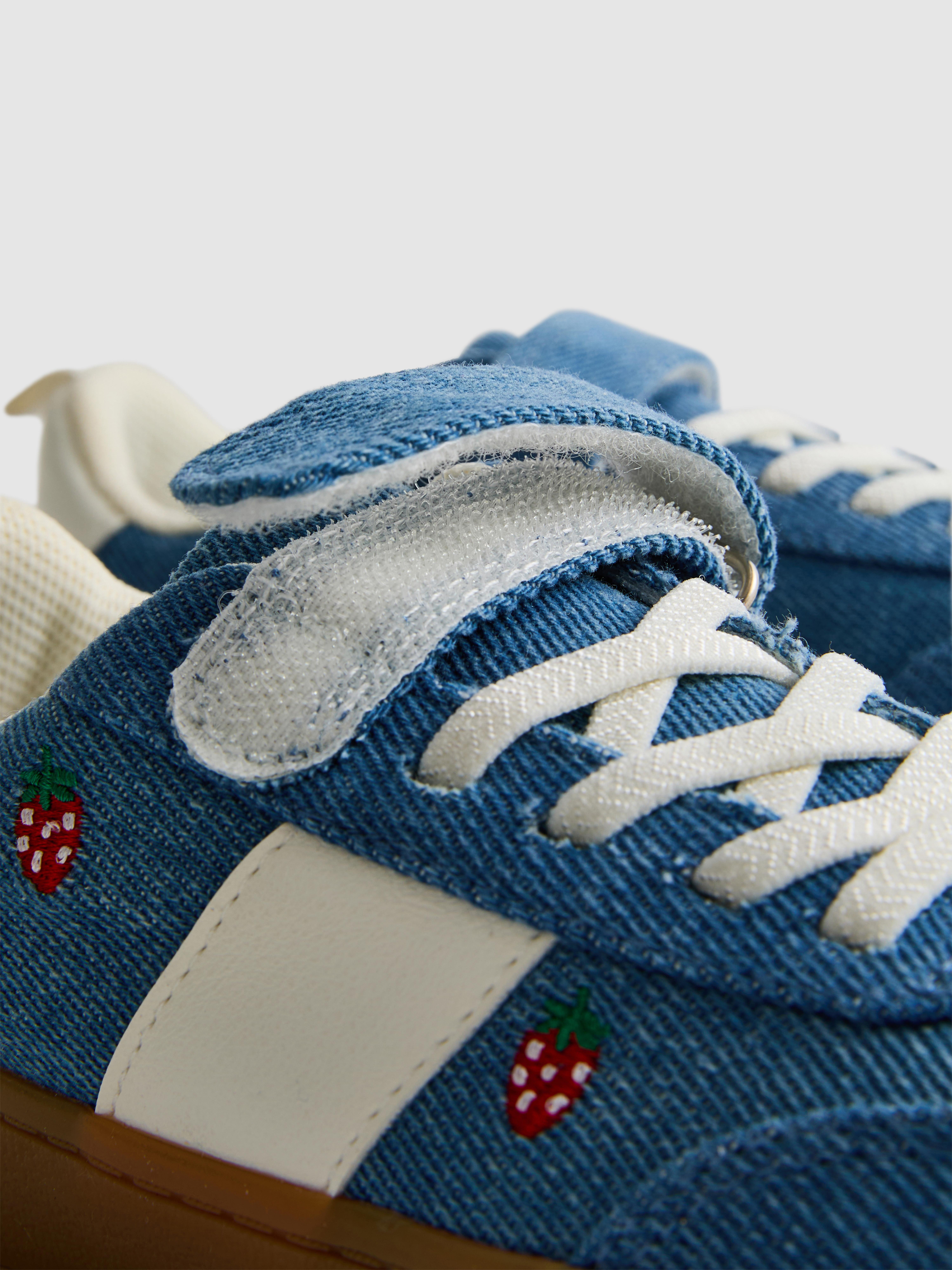 Girls Blue Heather Denim Gum-Sole Low-Top Sneakers