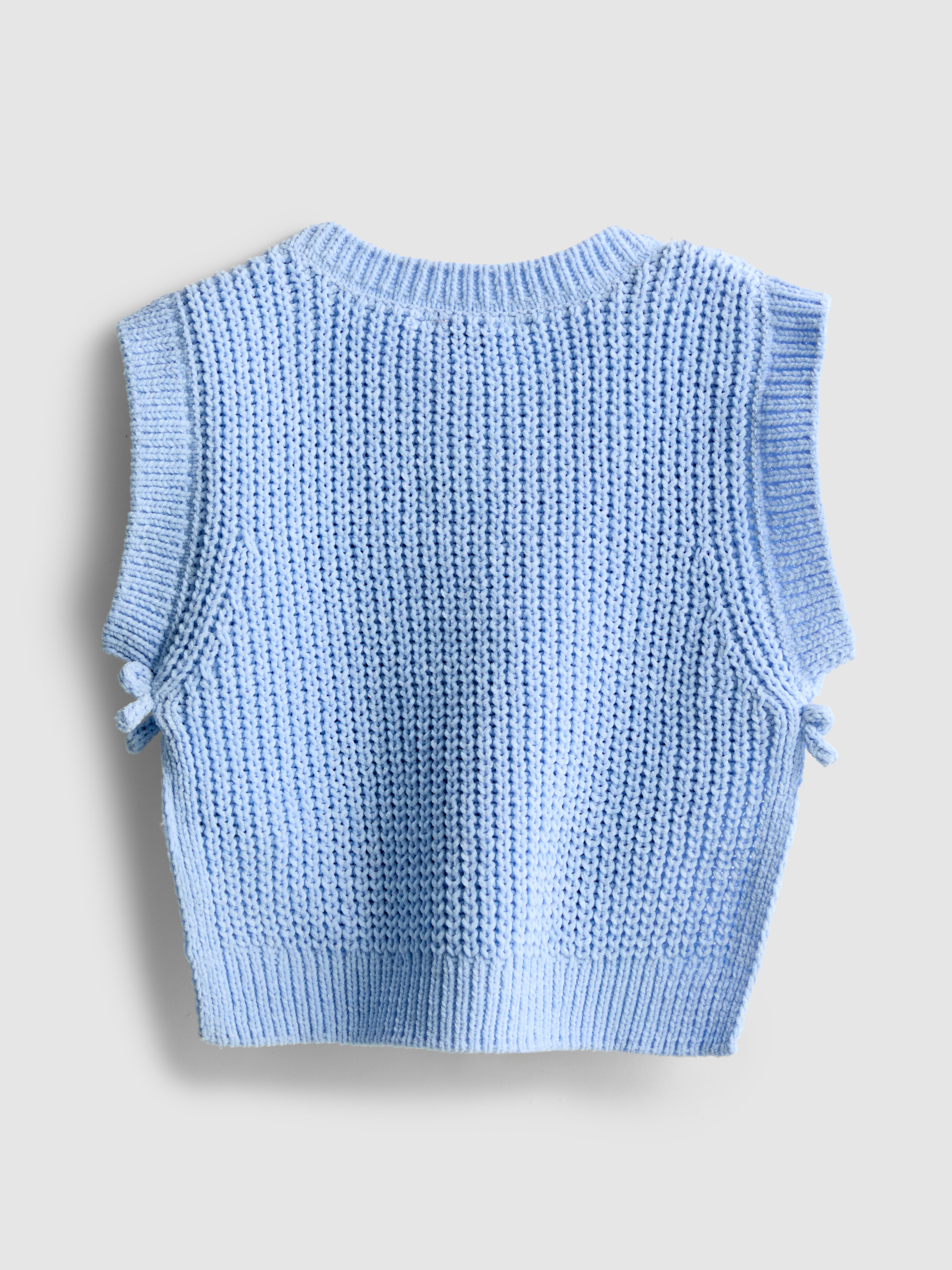 Girls Mid Blue 1.5-8yrs | Bow Knit Tan