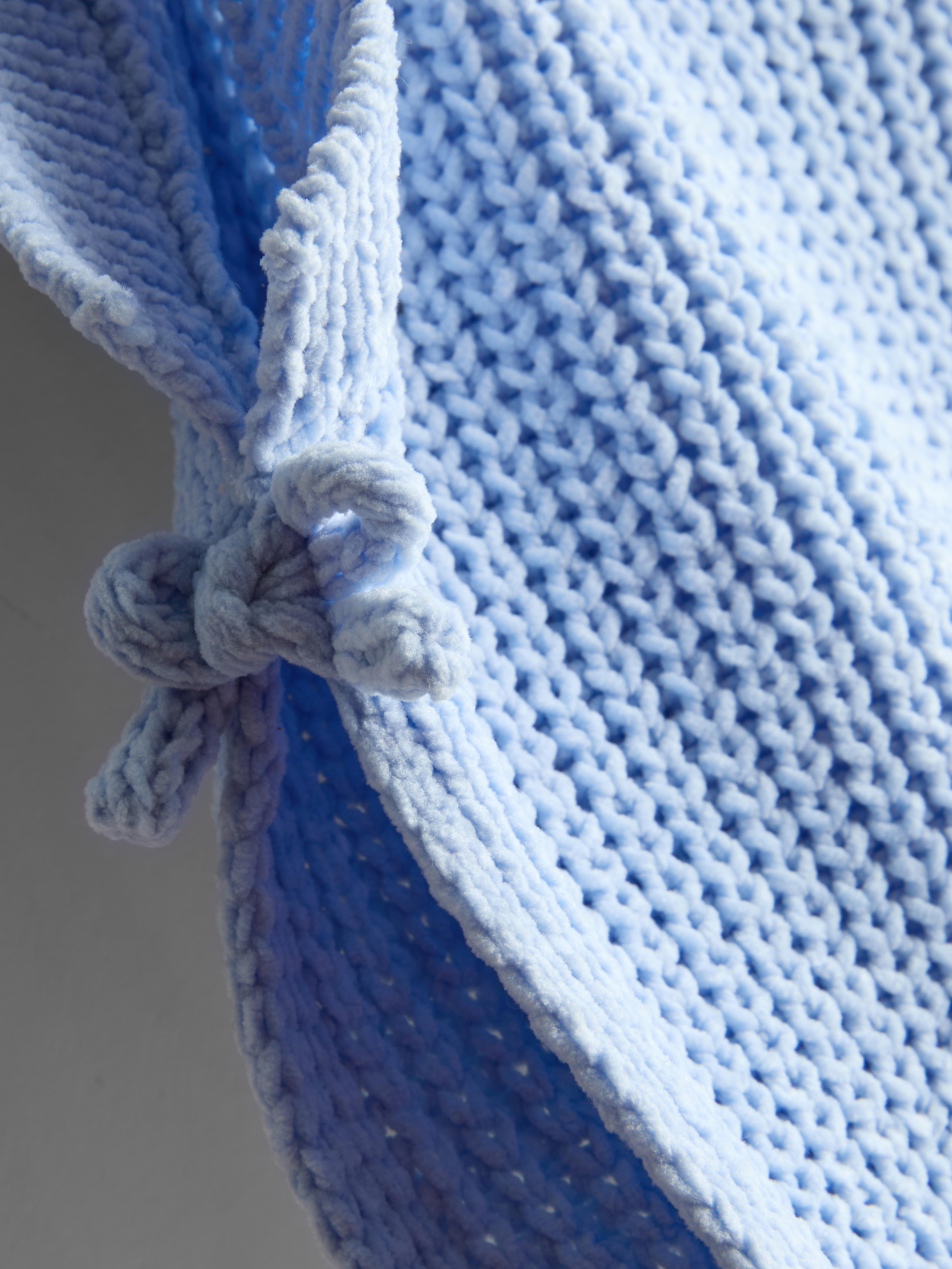 Girls Mid Blue 1.5-8yrs | Bow Knit Tan