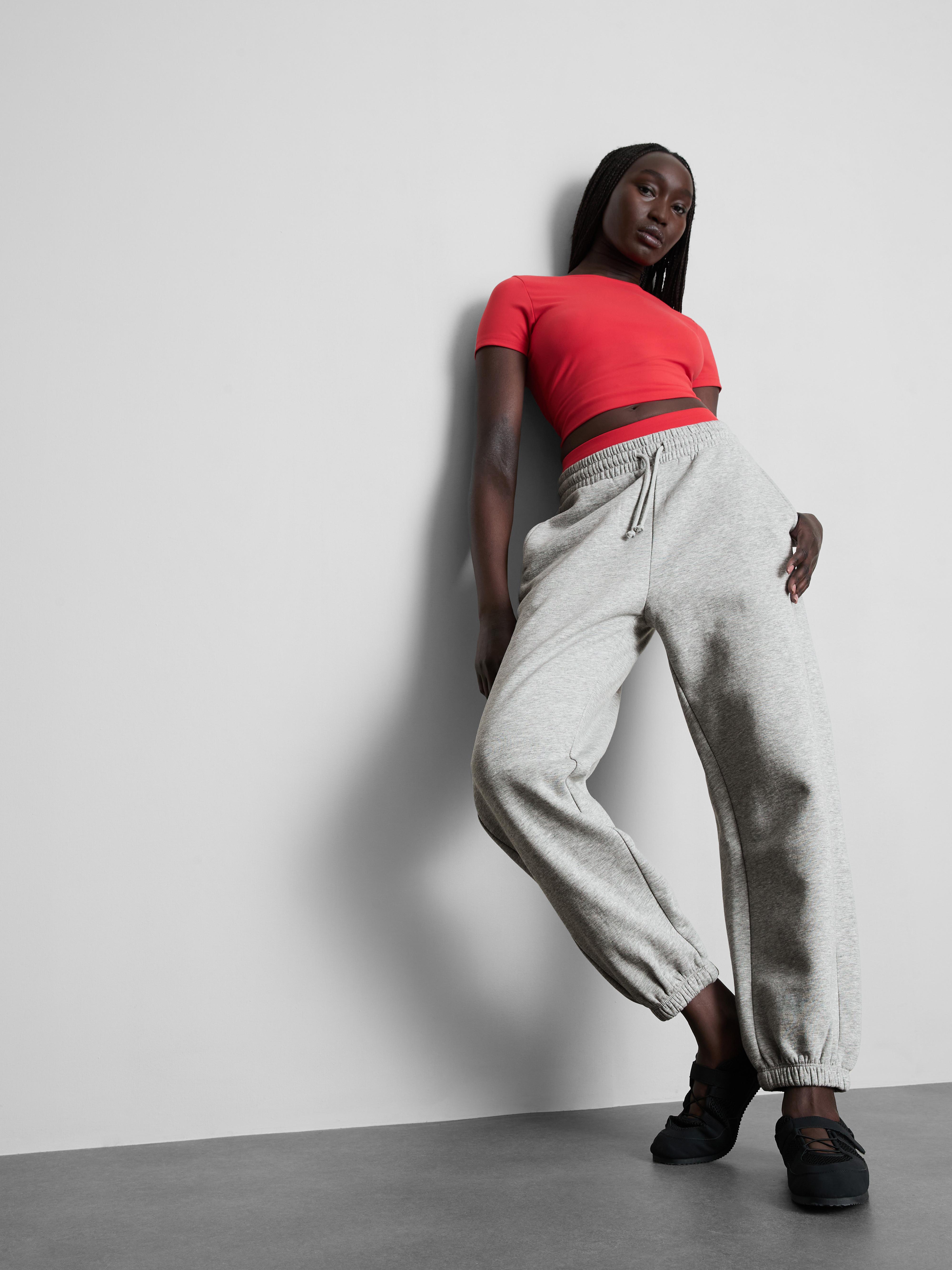 Women's Gray Heather Rita Ora Cotton-Rich Cuffed Joggers