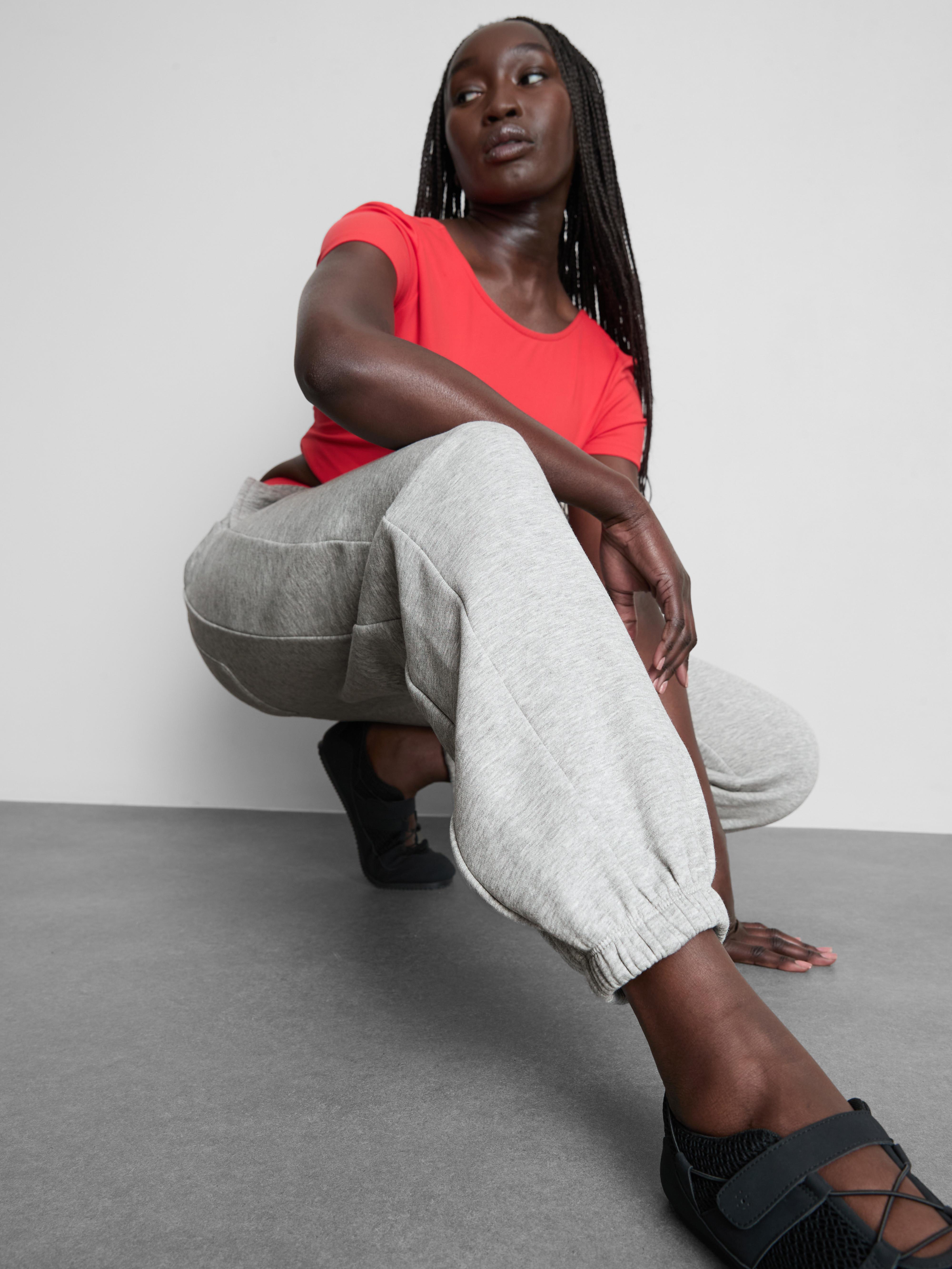 Women's Gray Heather Rita Ora Cotton-Rich Cuffed Joggers