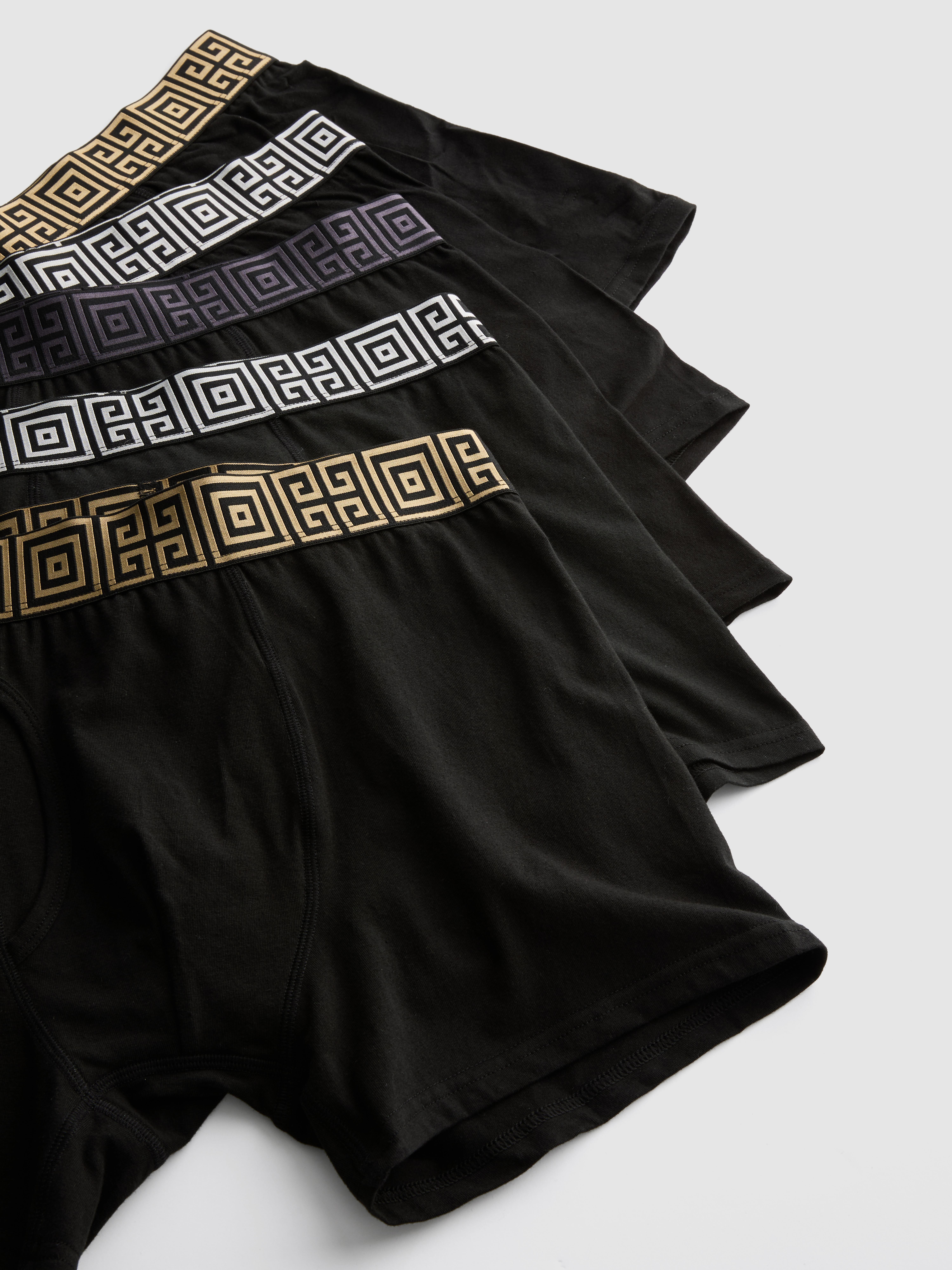Men's Black 5-Pack Metallic Waistband Boxer Briefs