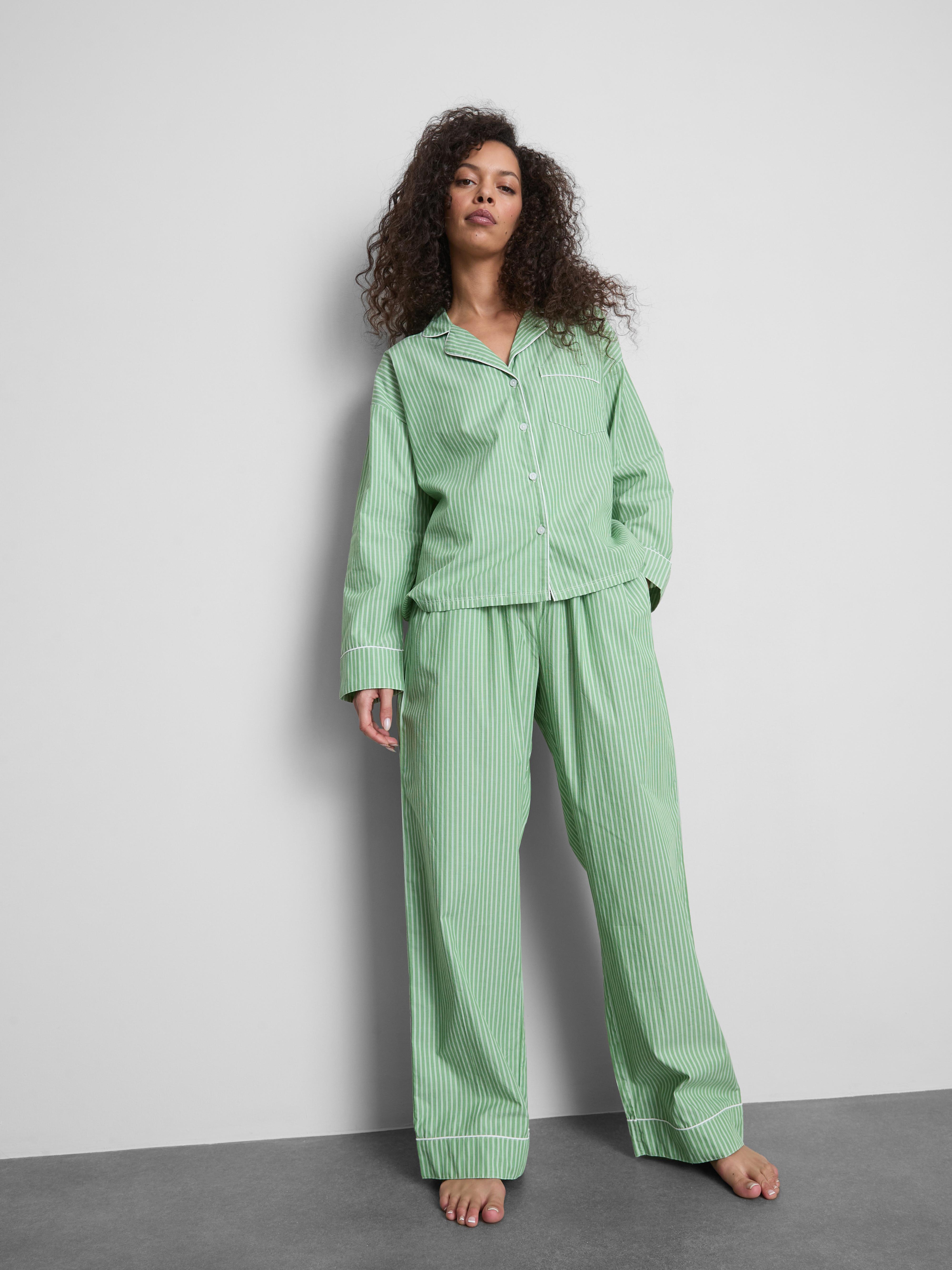 Women's Light Green Love To Lounge Stripe Pajama Bottoms