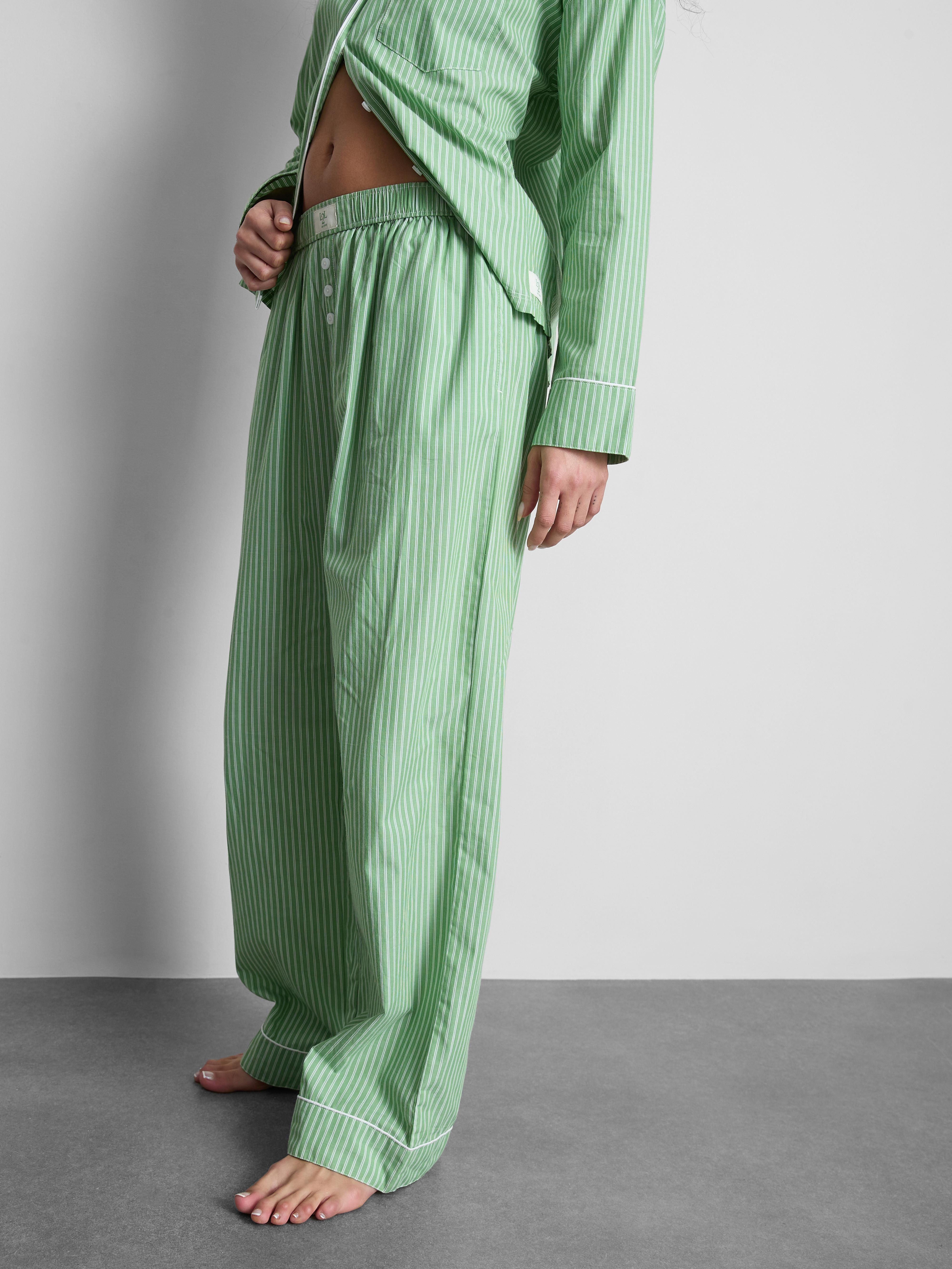 Women's Light Green Love To Lounge Stripe Pajama Bottoms