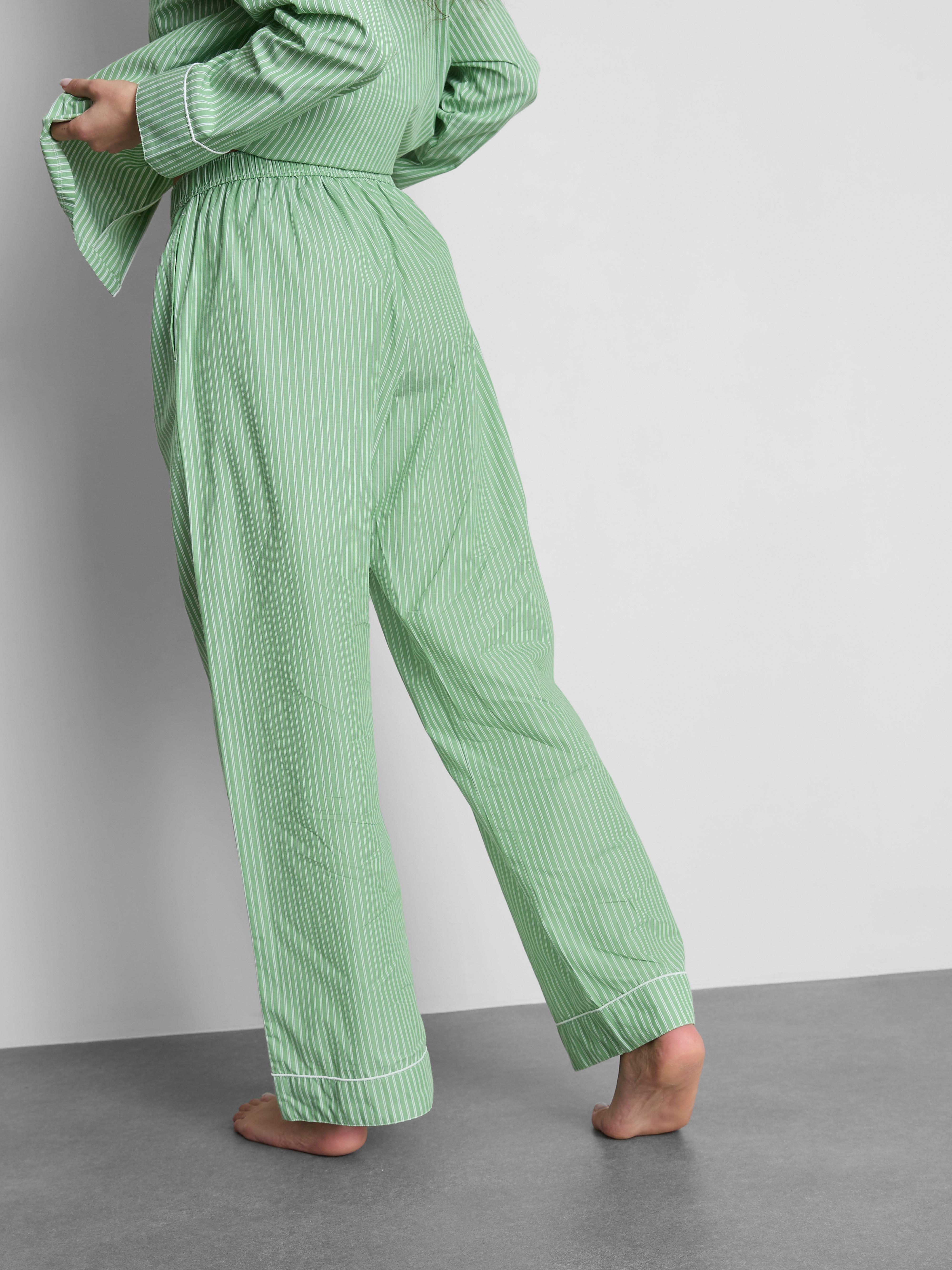Women's Light Green Love To Lounge Stripe Pajama Bottoms