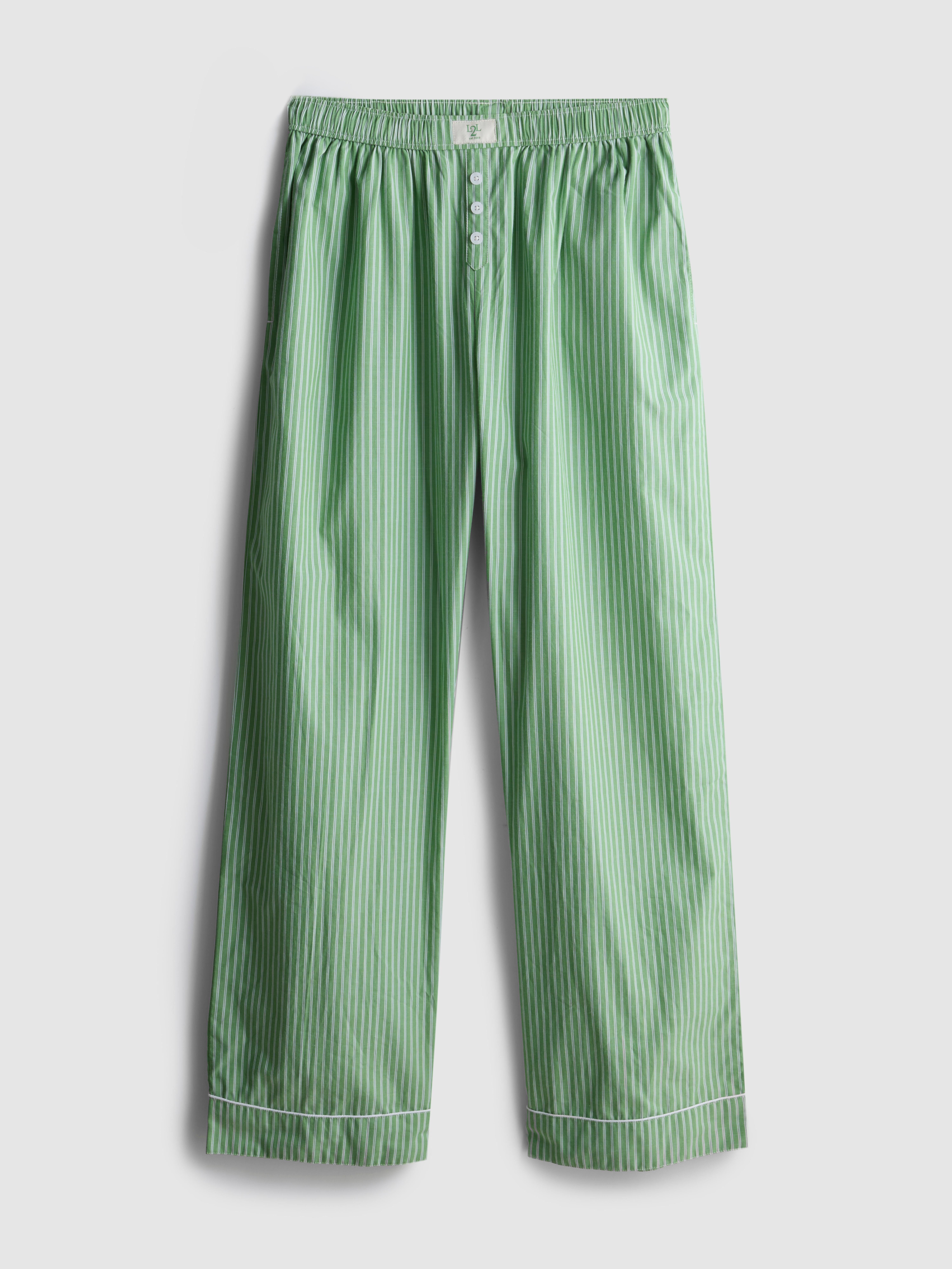 Women's Light Green Love To Lounge Stripe Pajama Bottoms