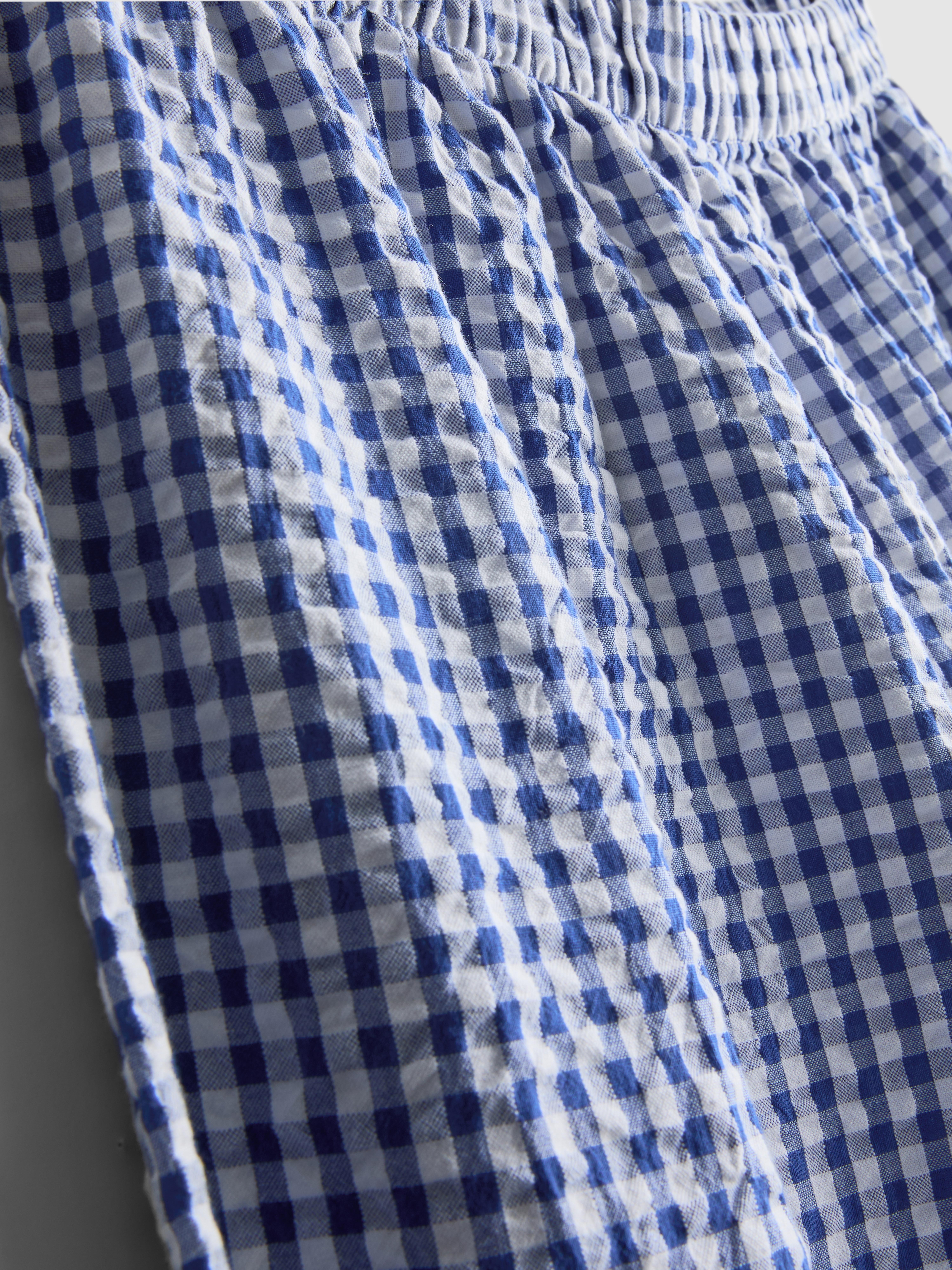 Women's Blue Cotton Gingham Pajama Pants