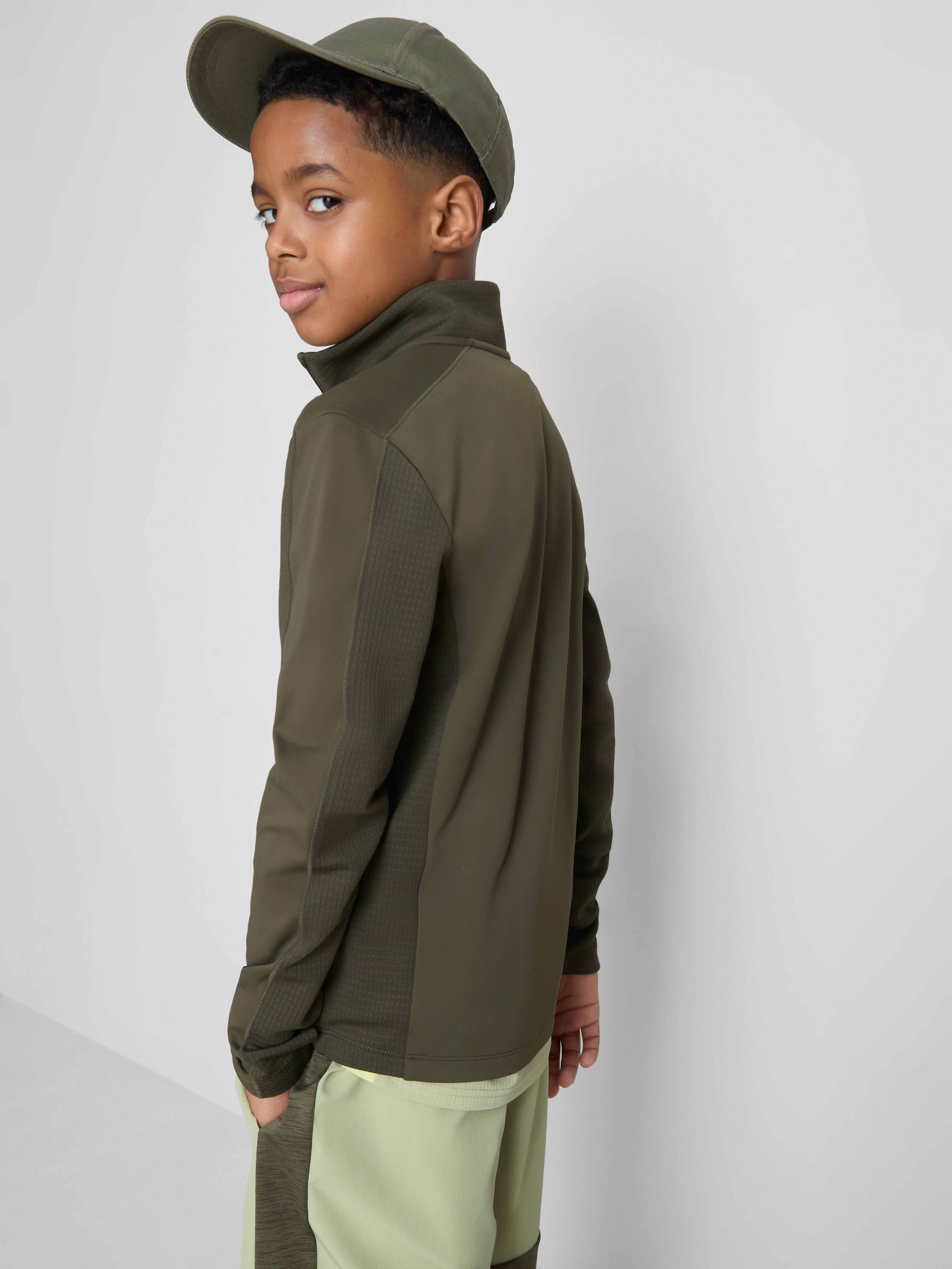 Boys Olive 7-15yrs | Active Quarter-Zip High-Neck Sweatshirt