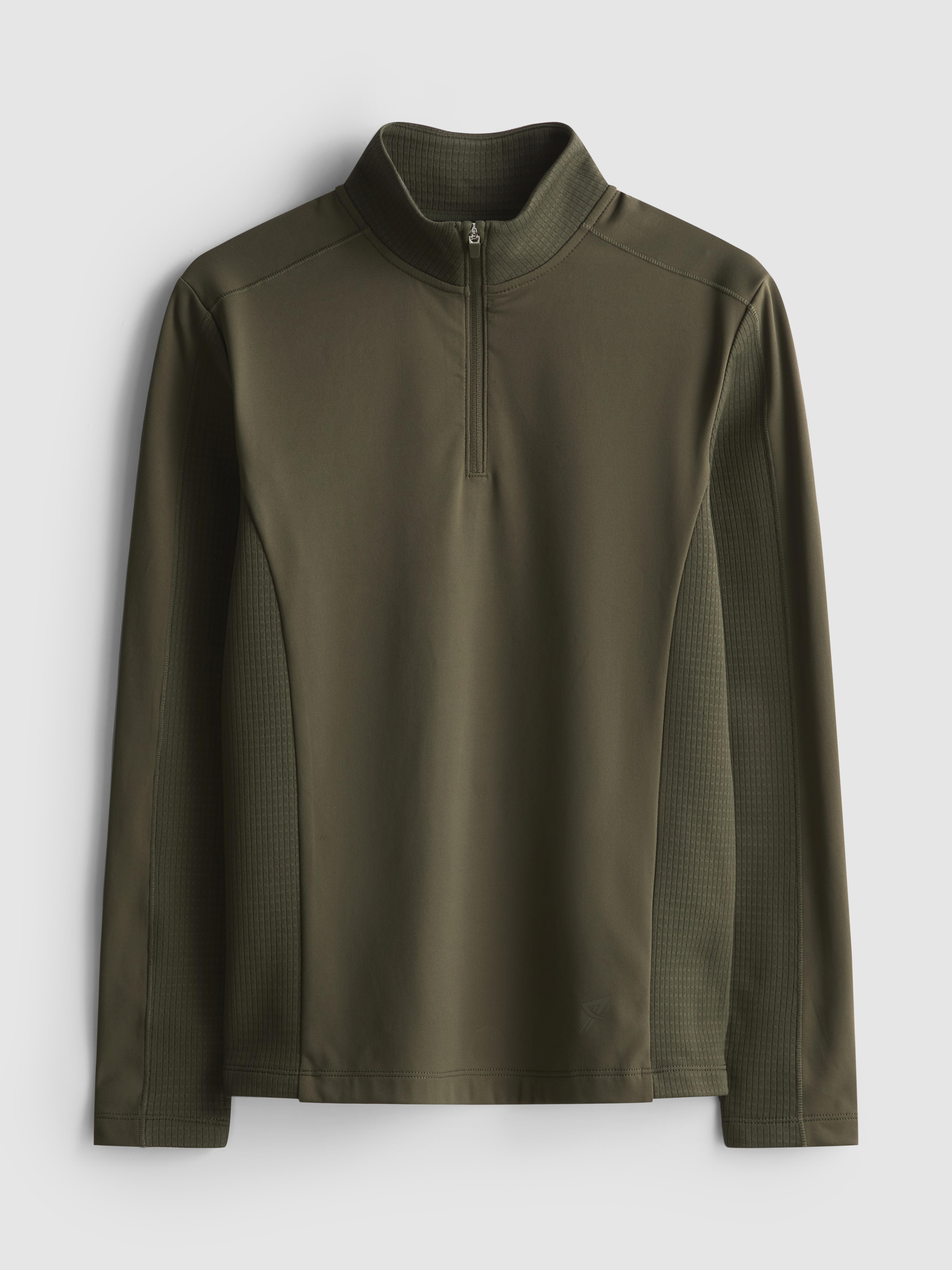 Boys Olive 7-15yrs | Active Quarter-Zip High-Neck Sweatshirt