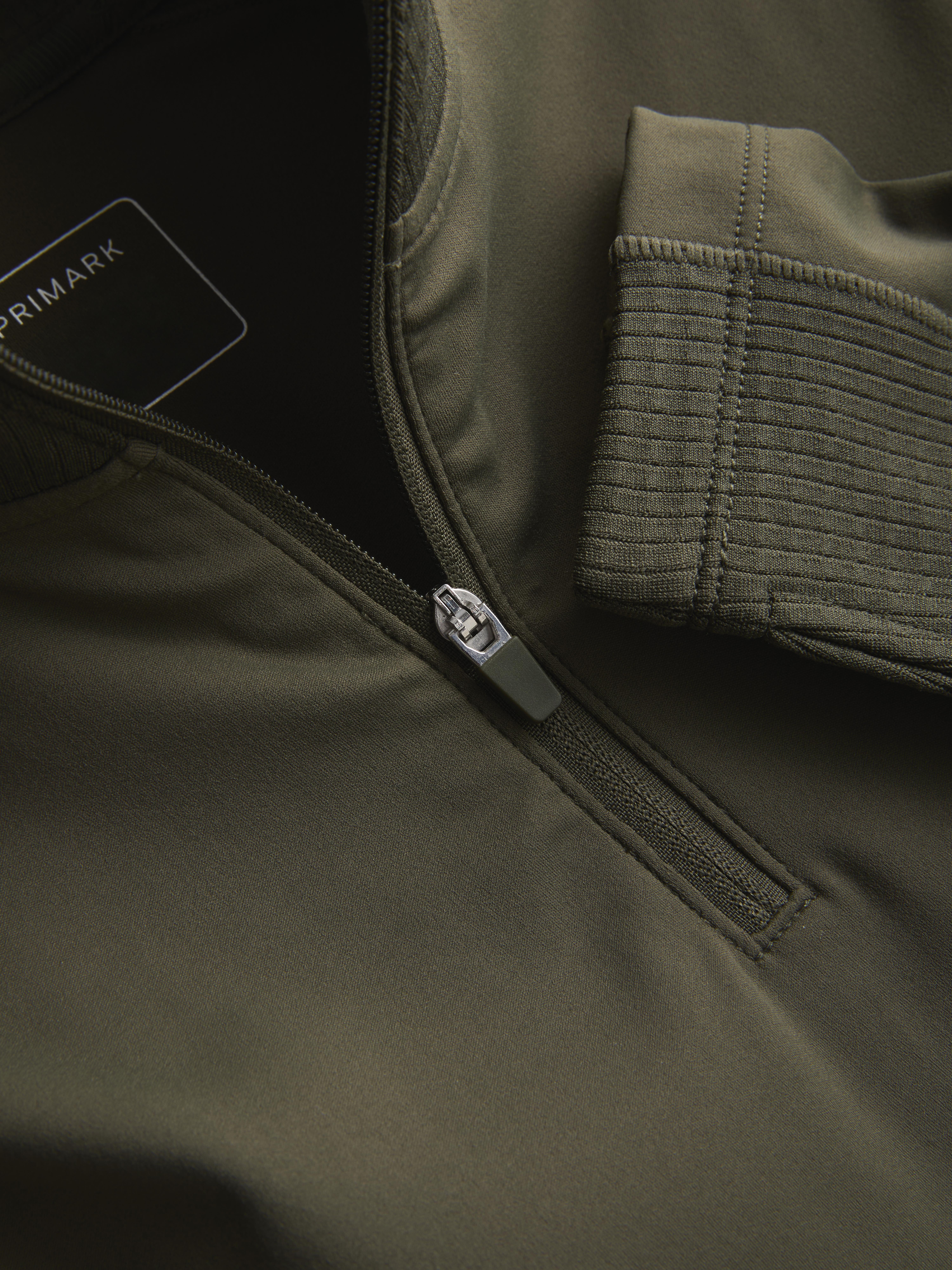 Boys Olive 7-15yrs | Active Quarter-Zip High-Neck Sweatshirt