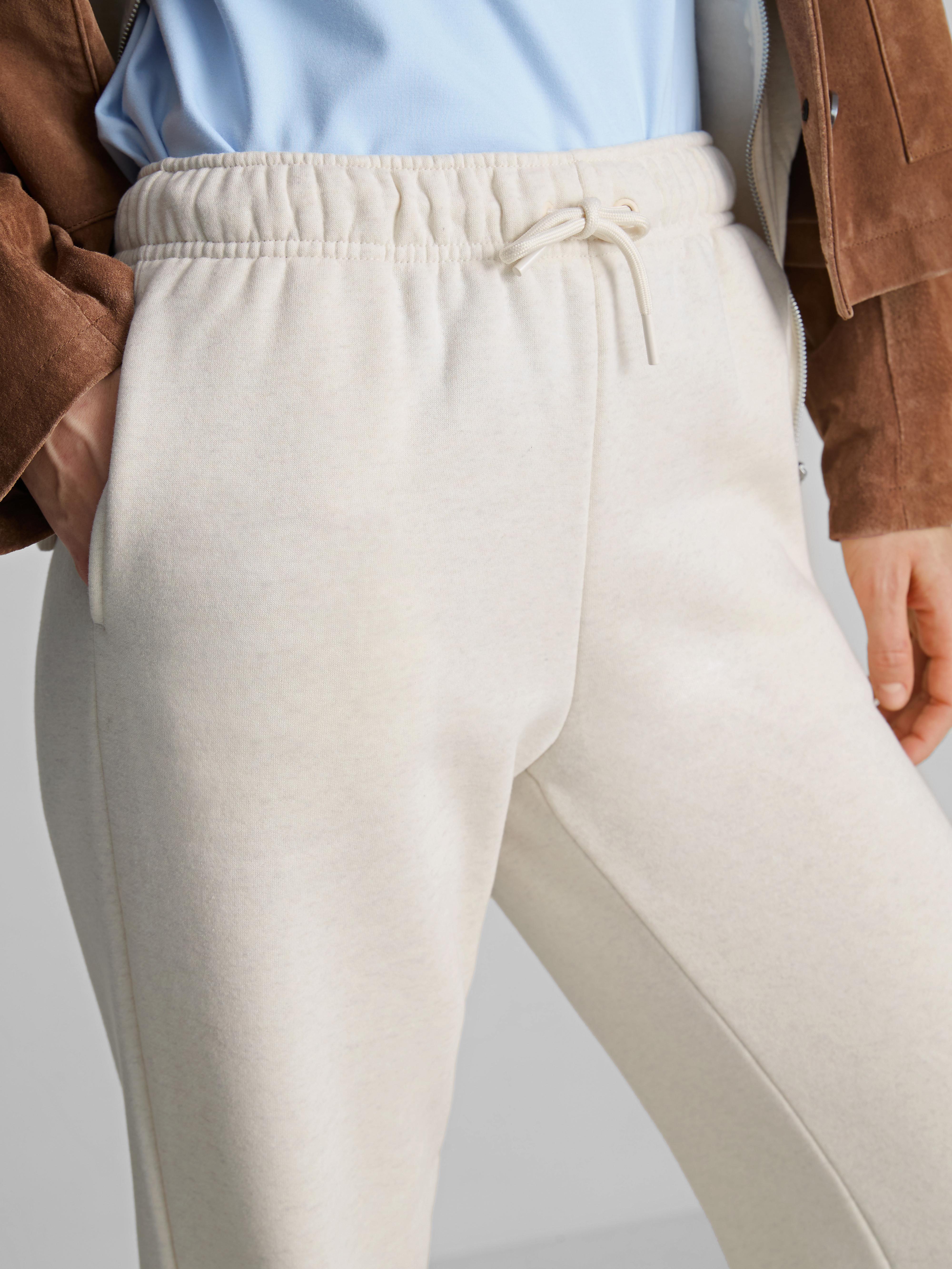 Women's Oatmeal Cotton-Blend Straight-Leg Joggers