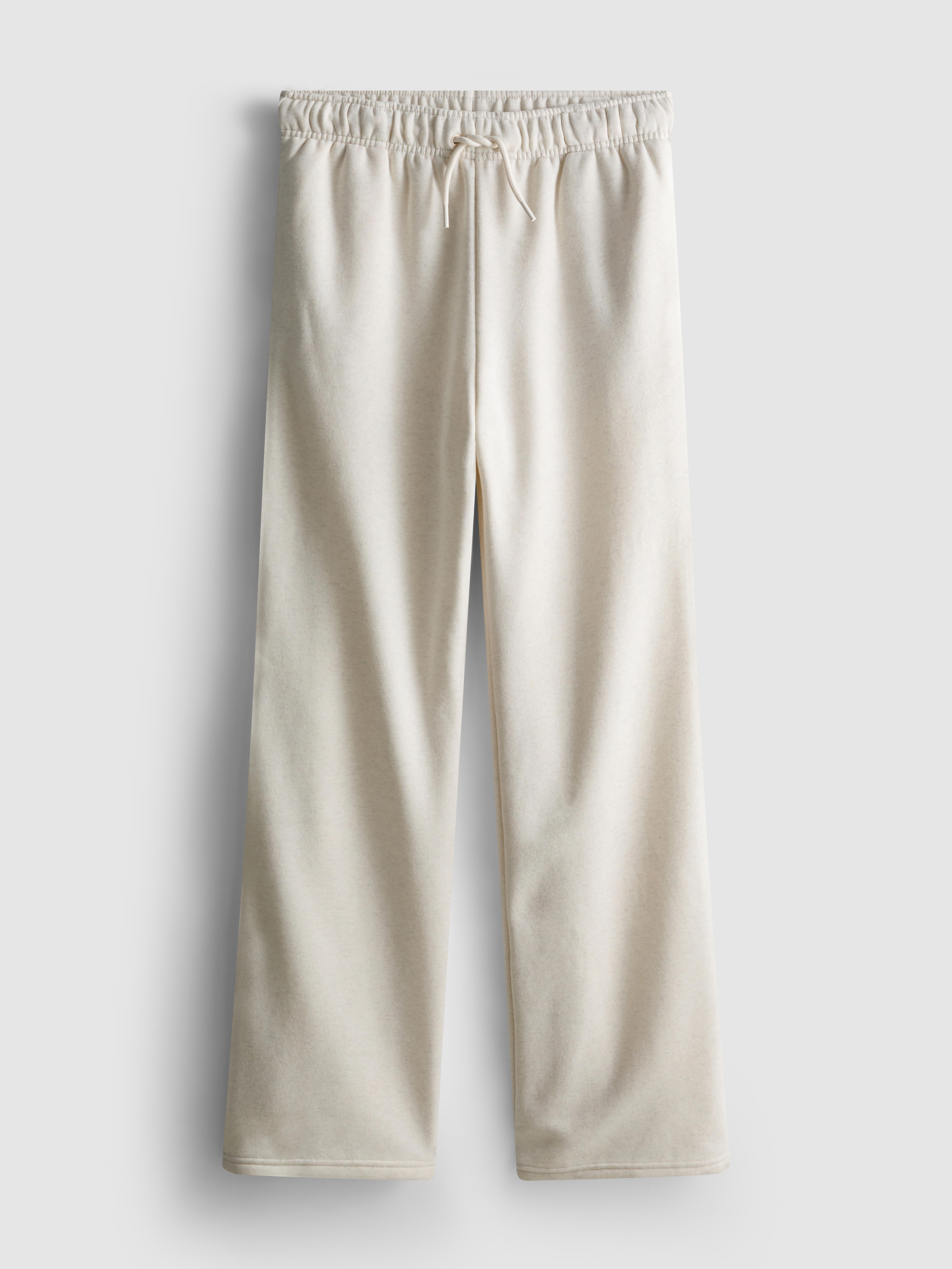 Women's Oatmeal Cotton-Blend Straight-Leg Joggers