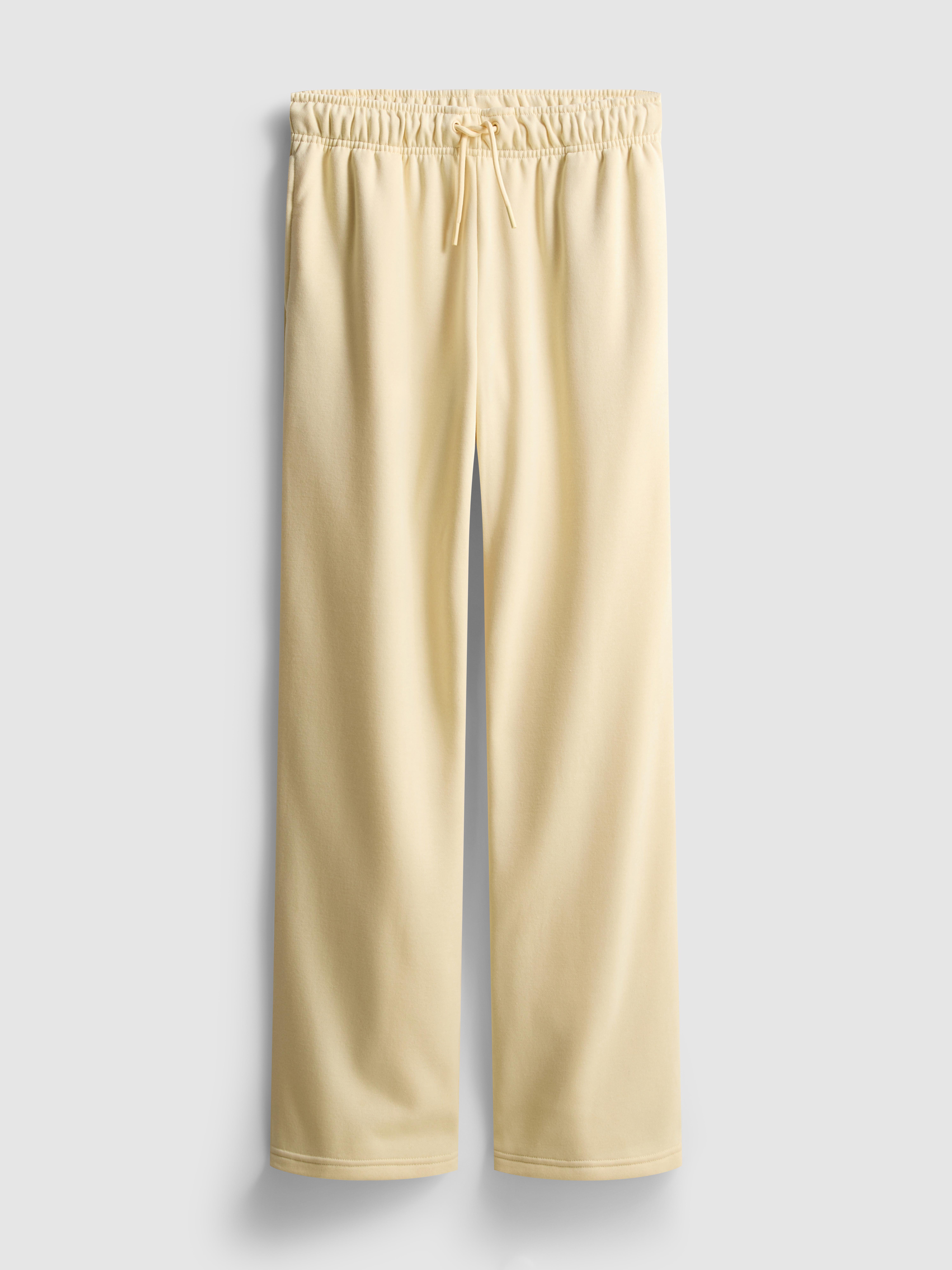 Women's Yellow Cotton-Blend Straight-Leg Joggers