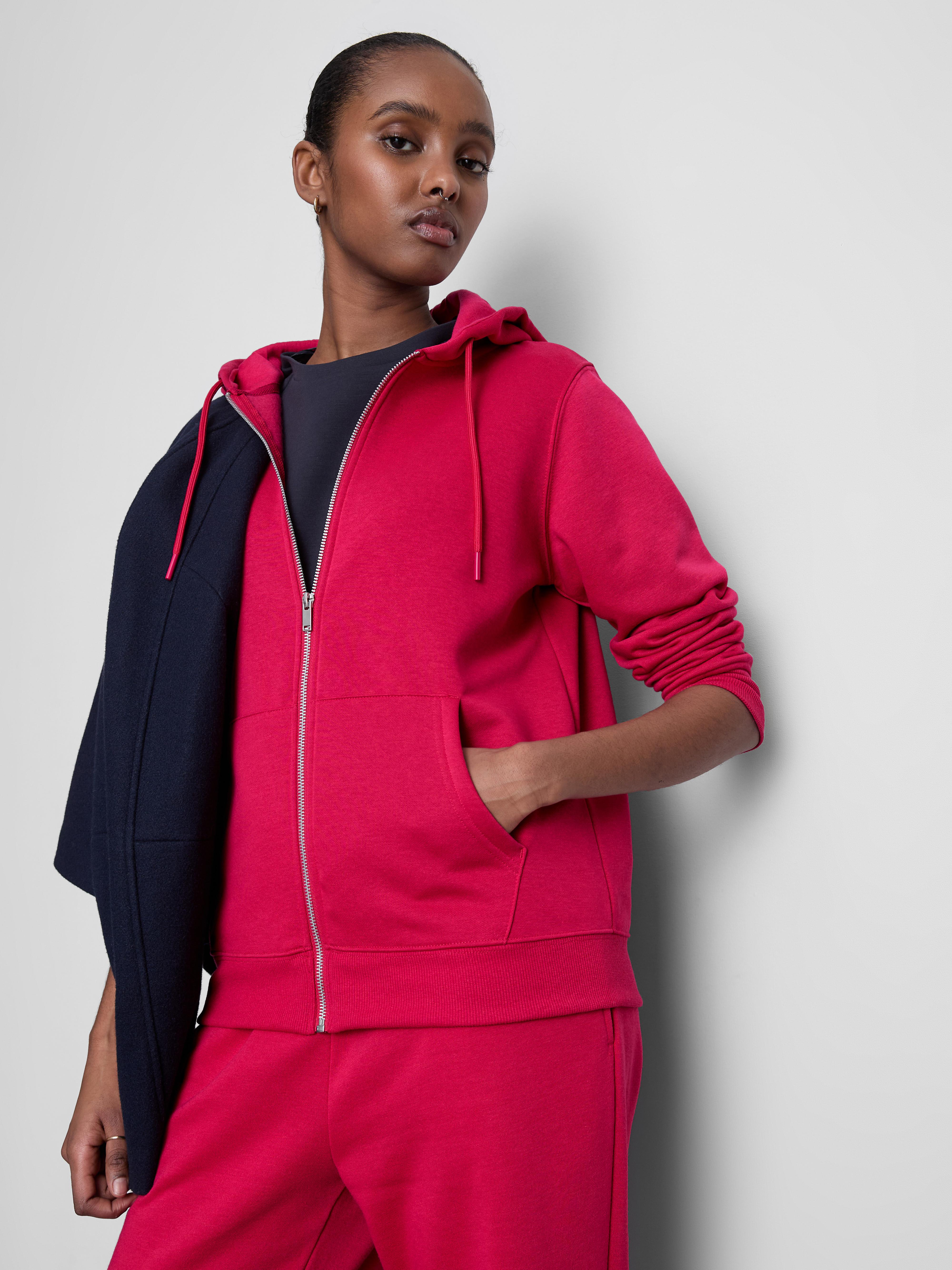 Women's Dark Pink Cotton-Blend Straight-Leg Joggers