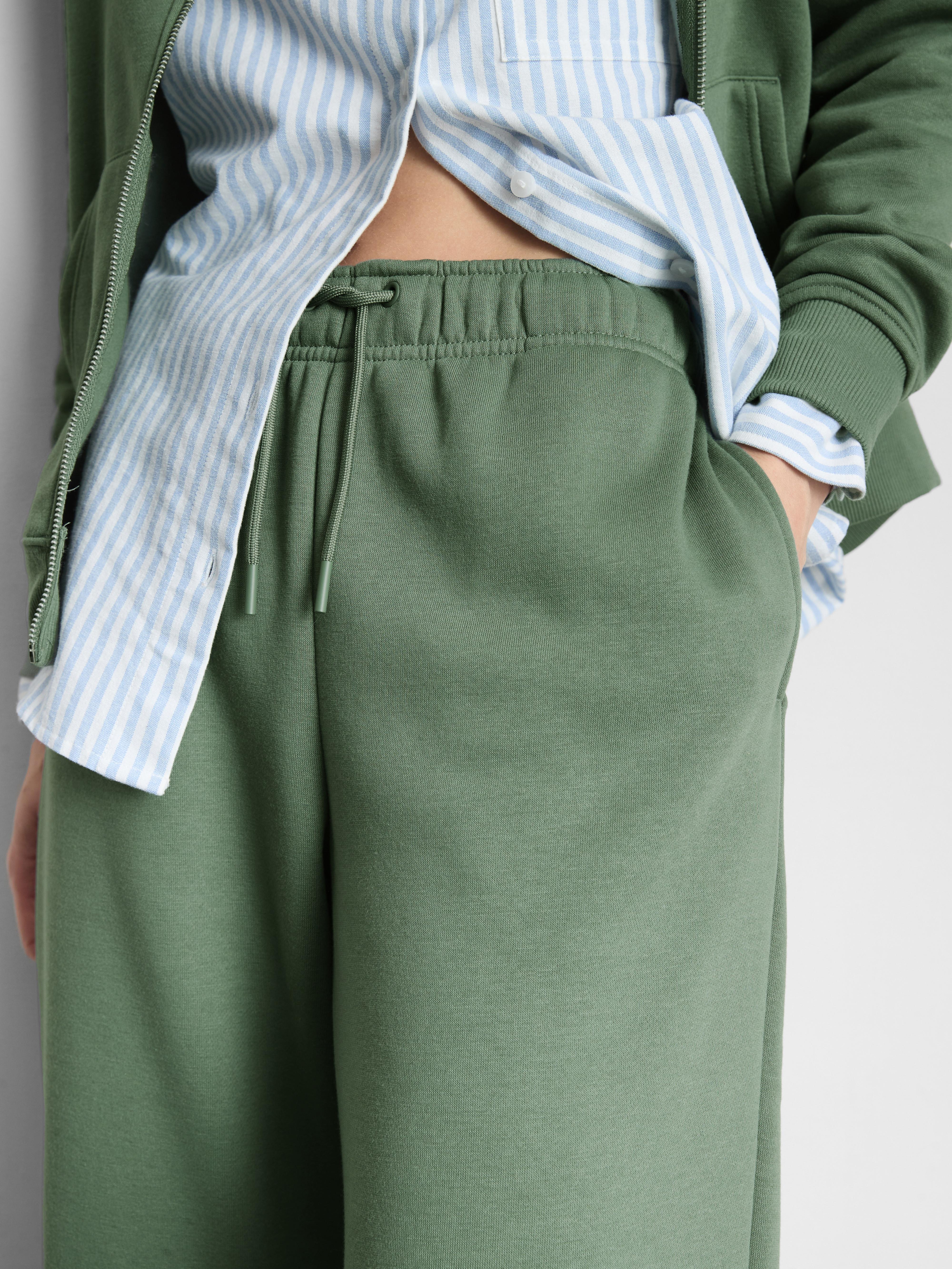 Women's Olive Cotton-Blend Straight-Leg Joggers