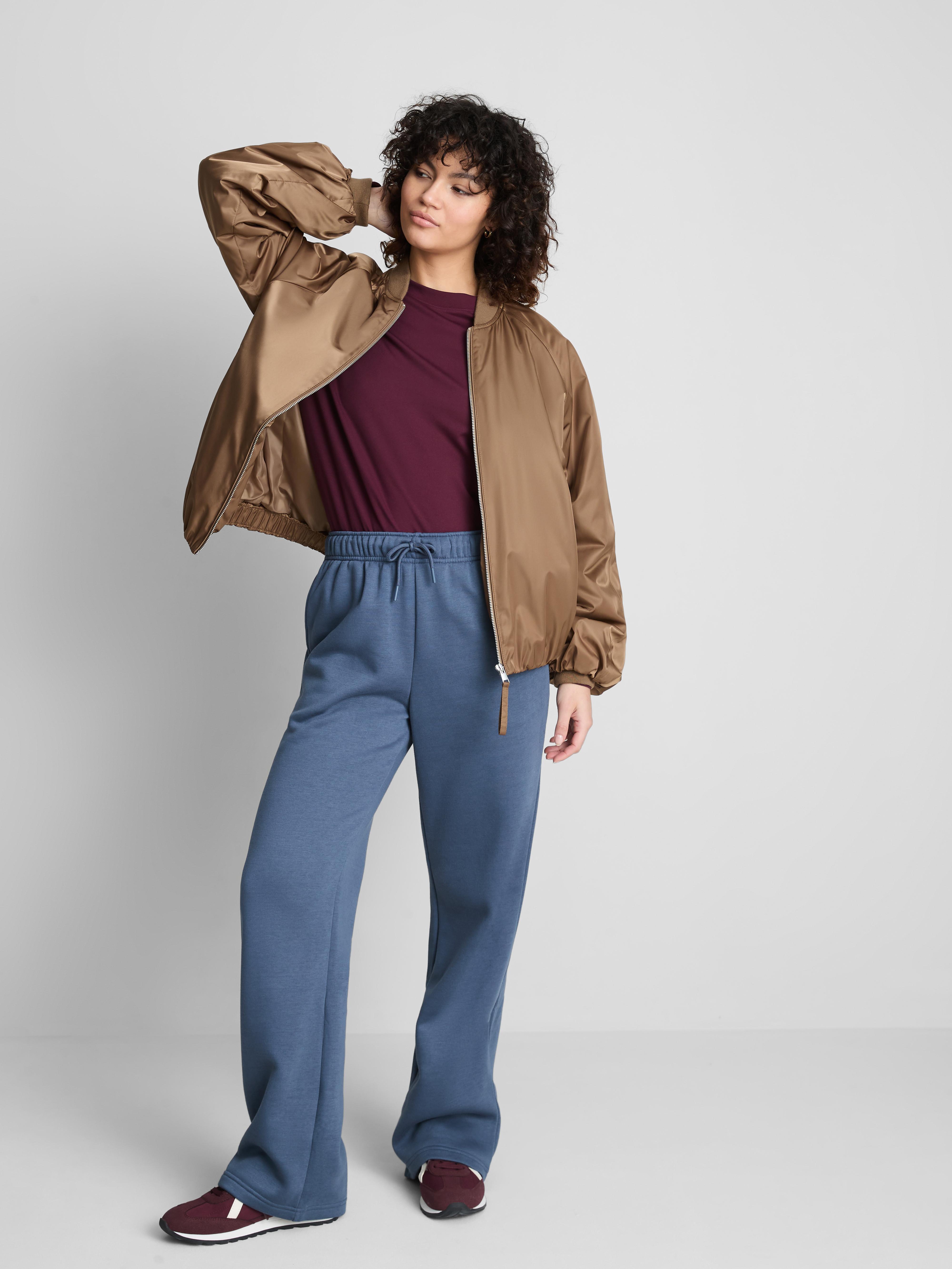 Women's Dark Cotton-Blend Straight-Leg Joggers