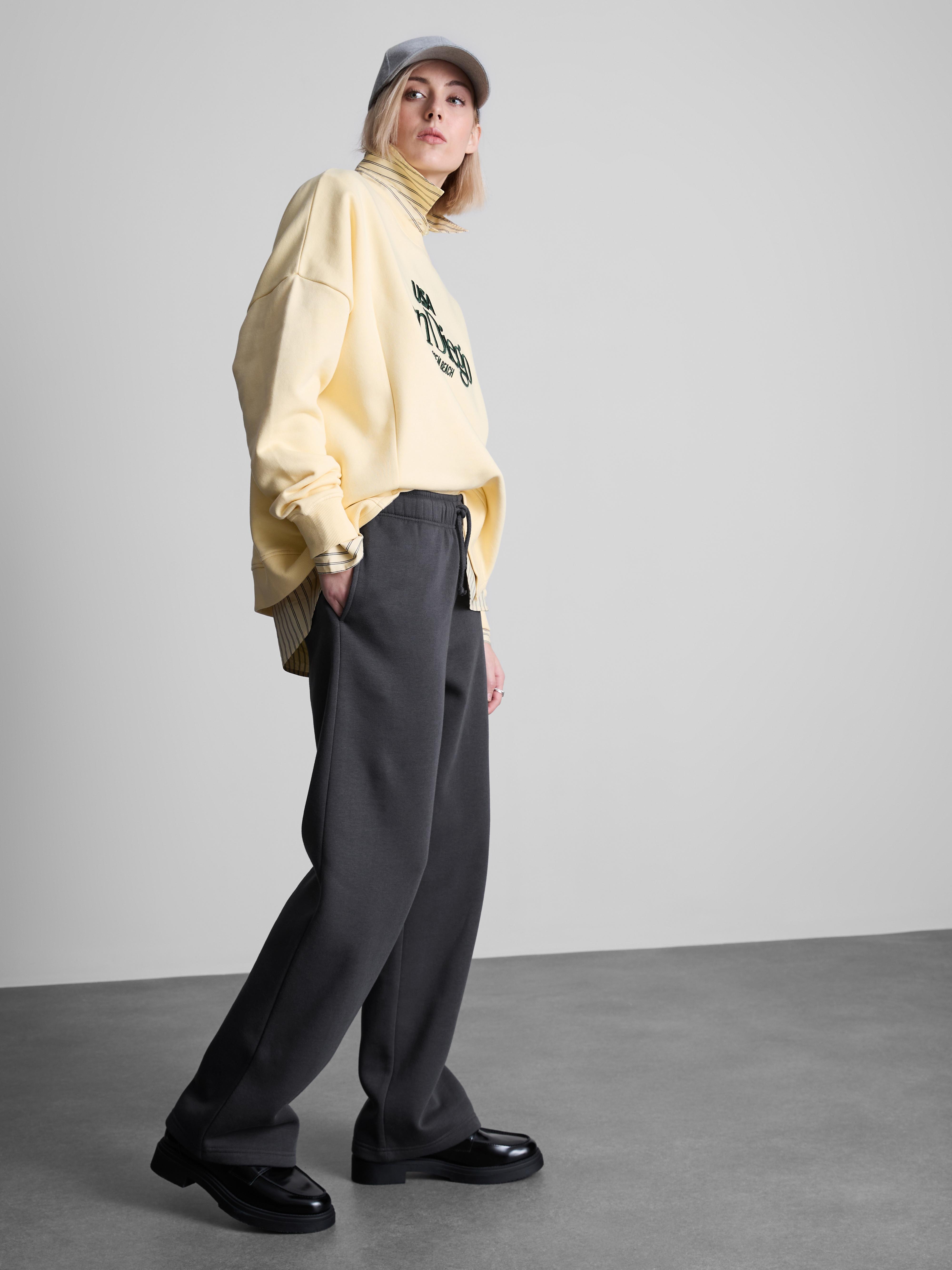 Women's Charcoal Cotton-Blend Straight-Leg Joggers