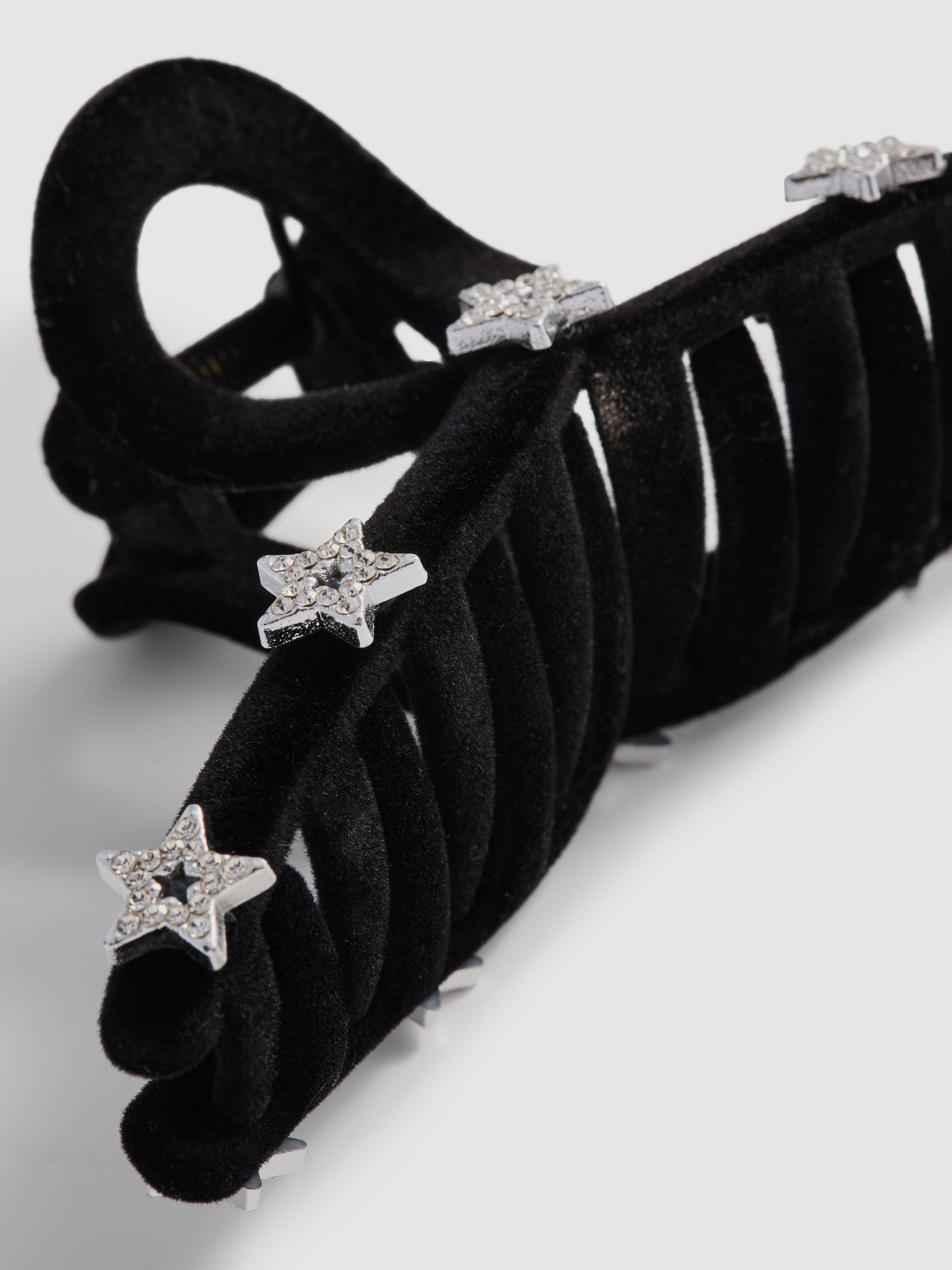 Women's Black Embellished Claw Clip