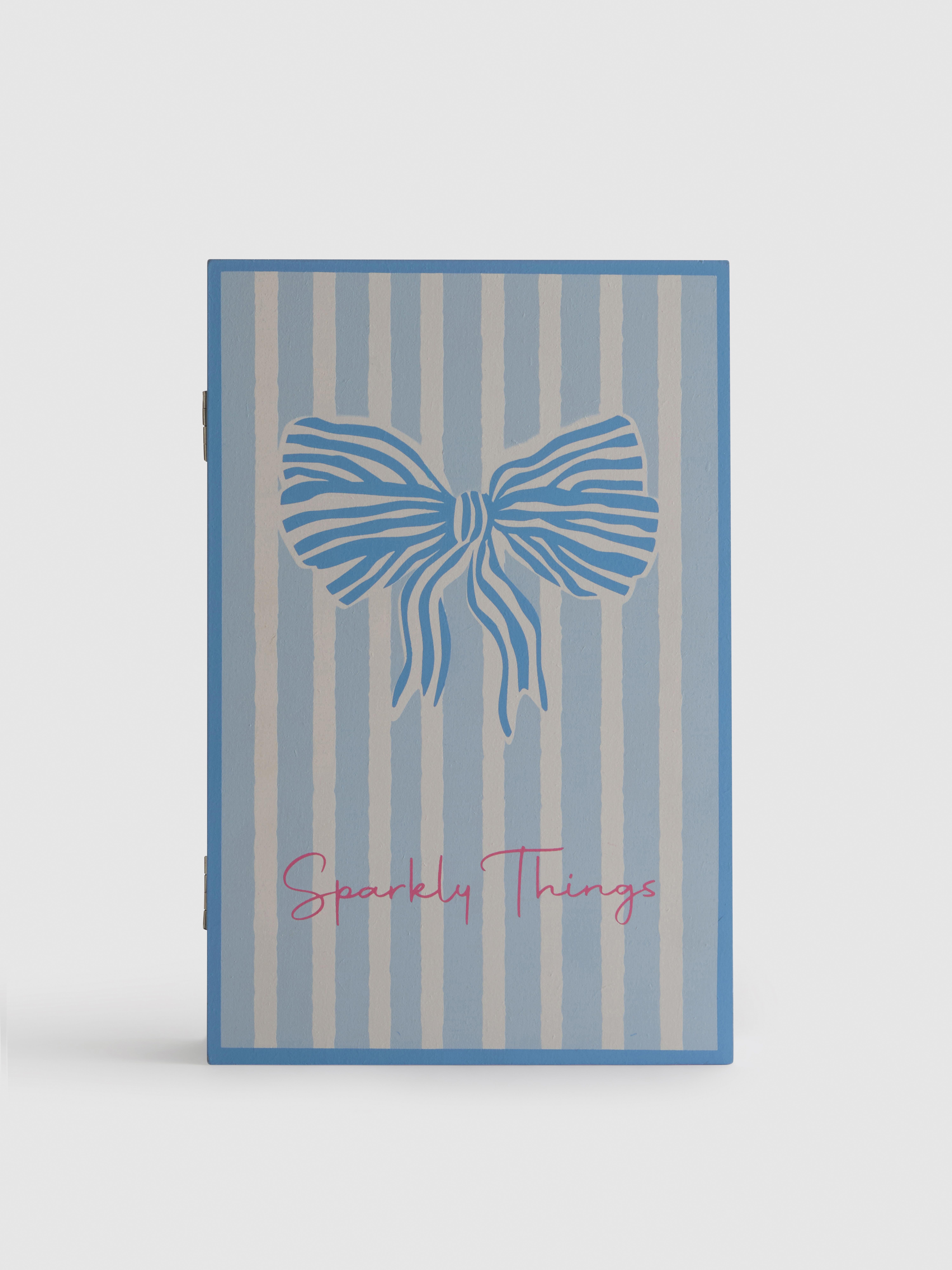 Caixa bijutaria madeira laço riscas