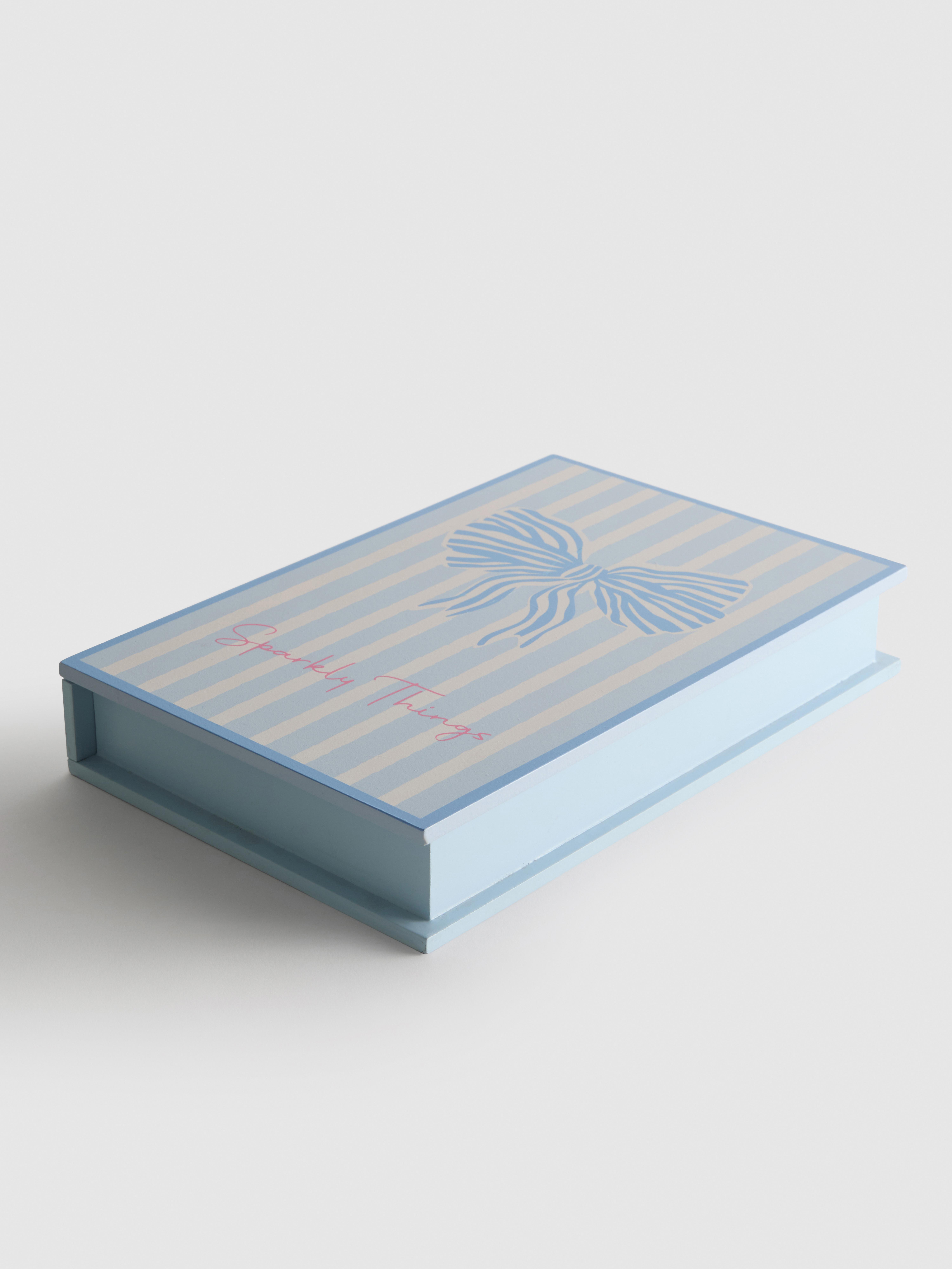 Caixa bijutaria madeira laço riscas