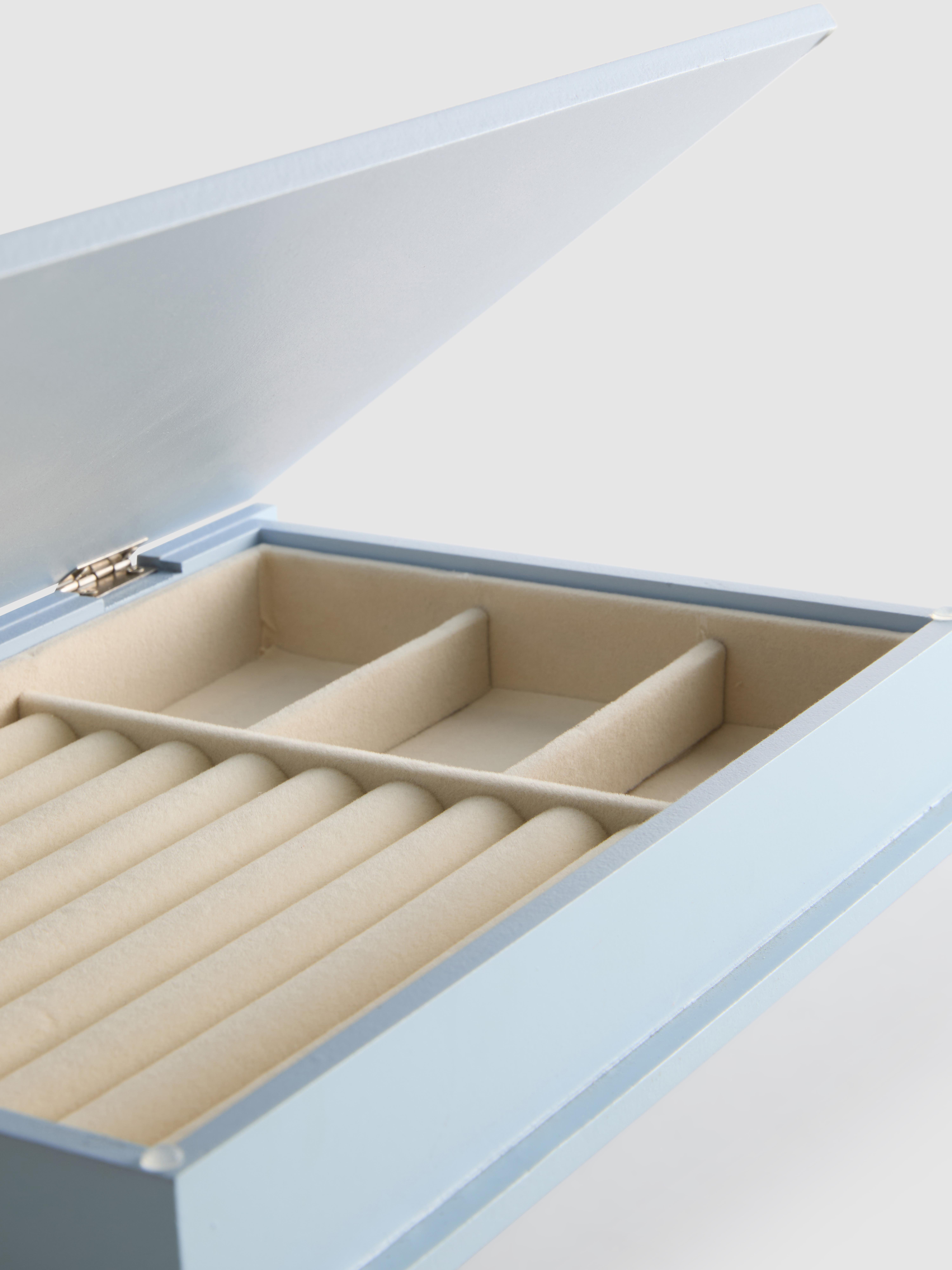 Caixa bijutaria madeira laço riscas