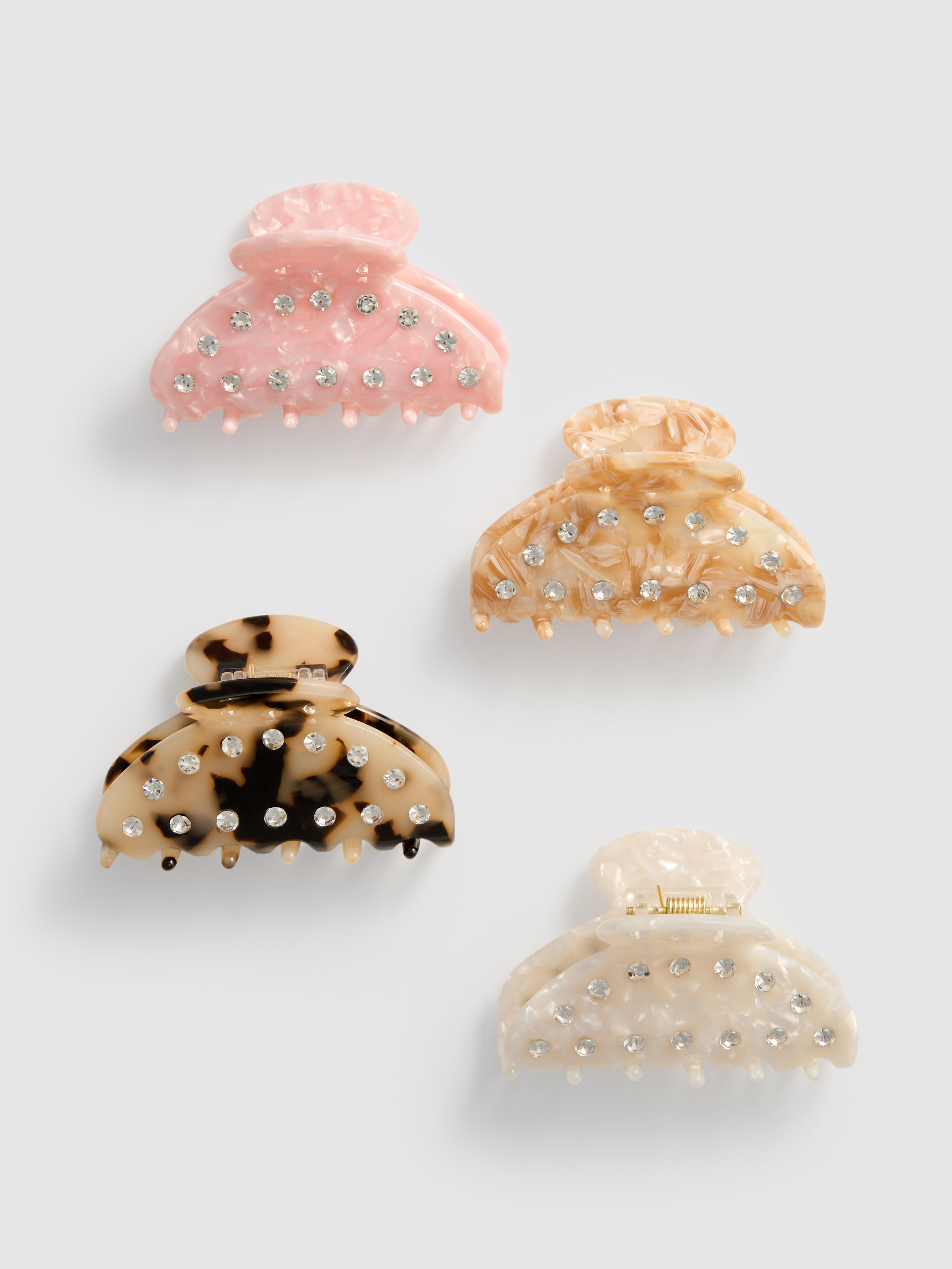 4pk Diamanté Claw Clips