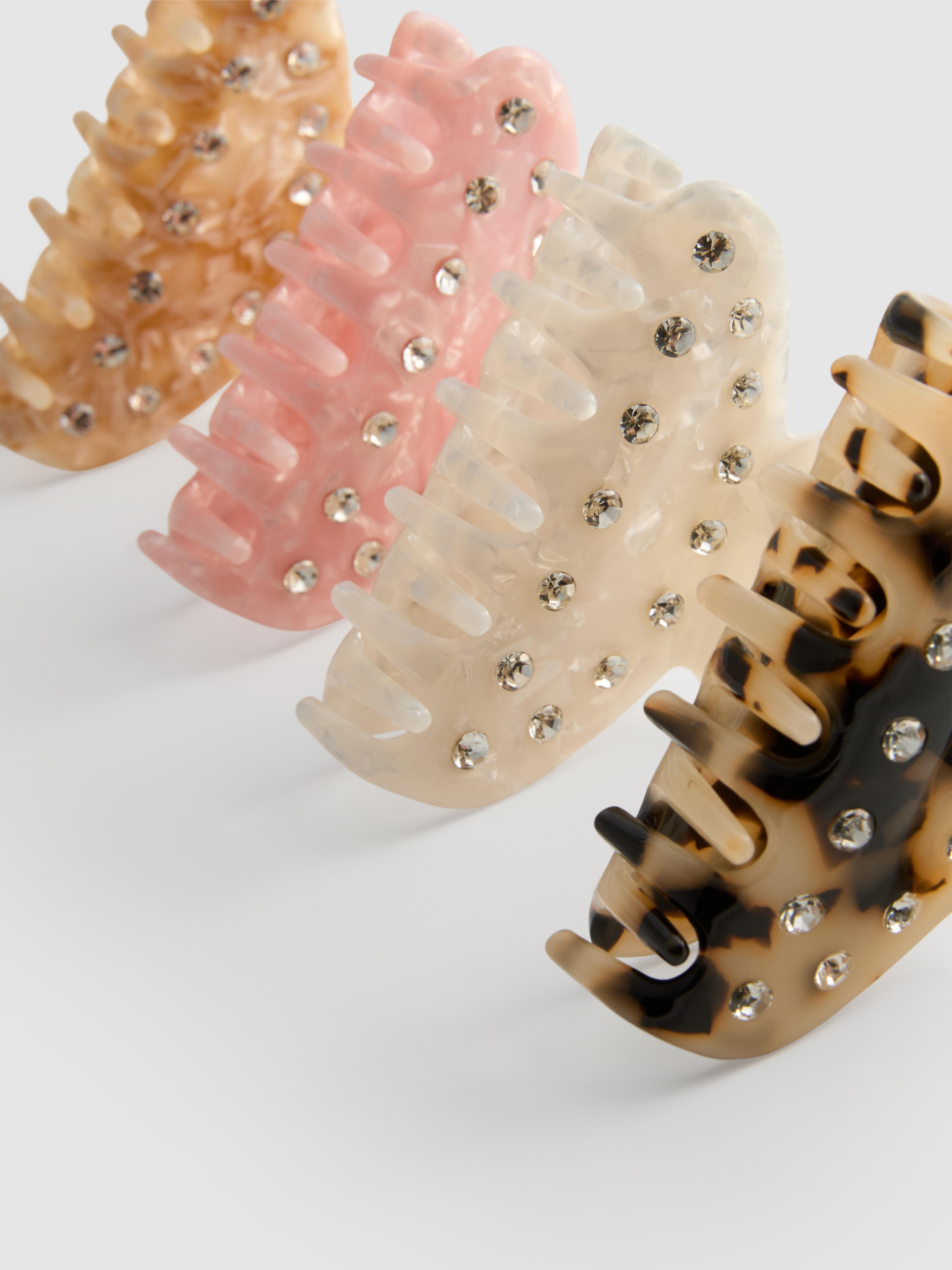 4pk Rhinestone Claw Clips