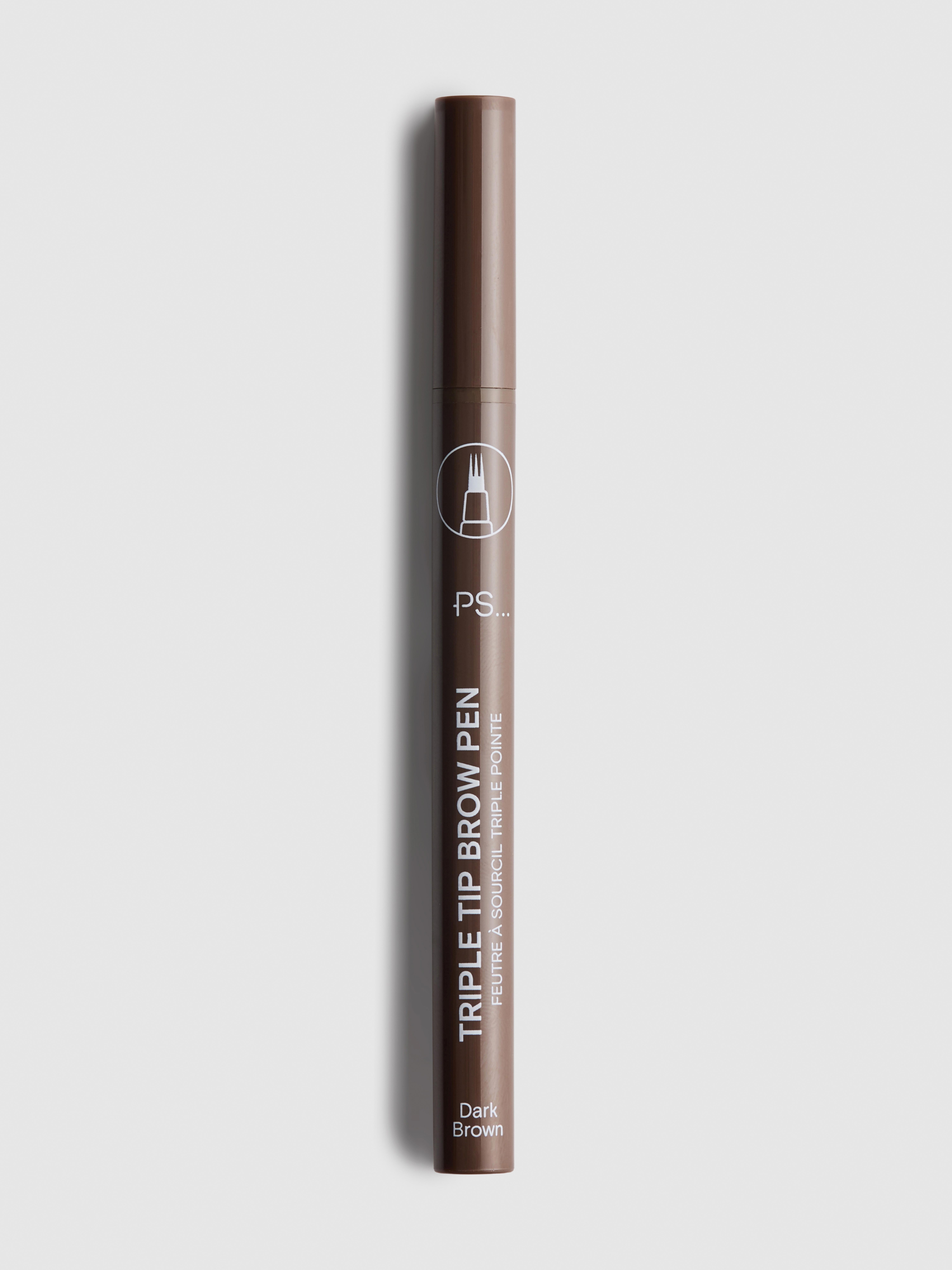 Lápiz para cejas de triple punta de PS… Marrón oscuro