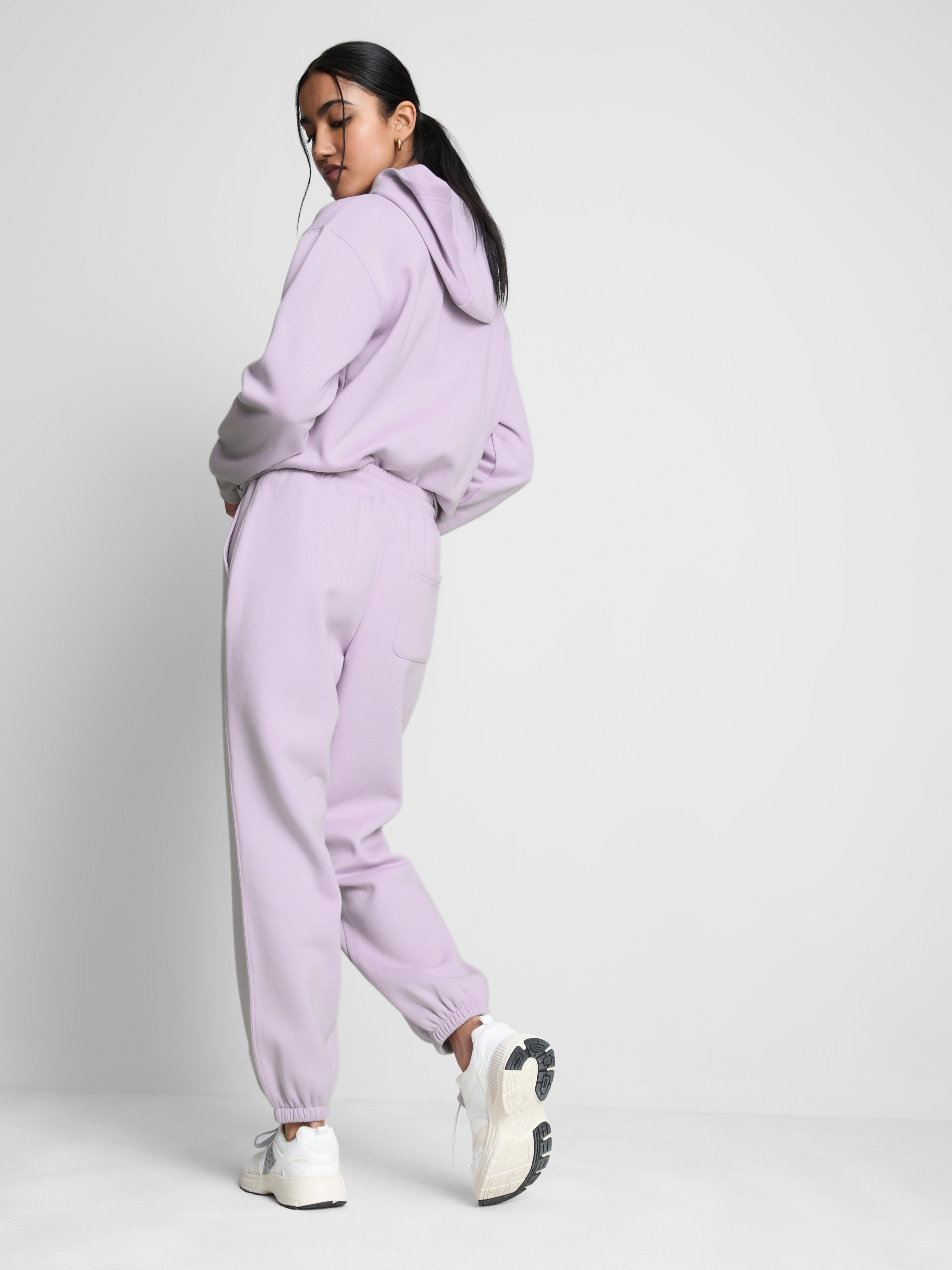 Women's Lilac Cotton Blend Printed Cuffed Joggers