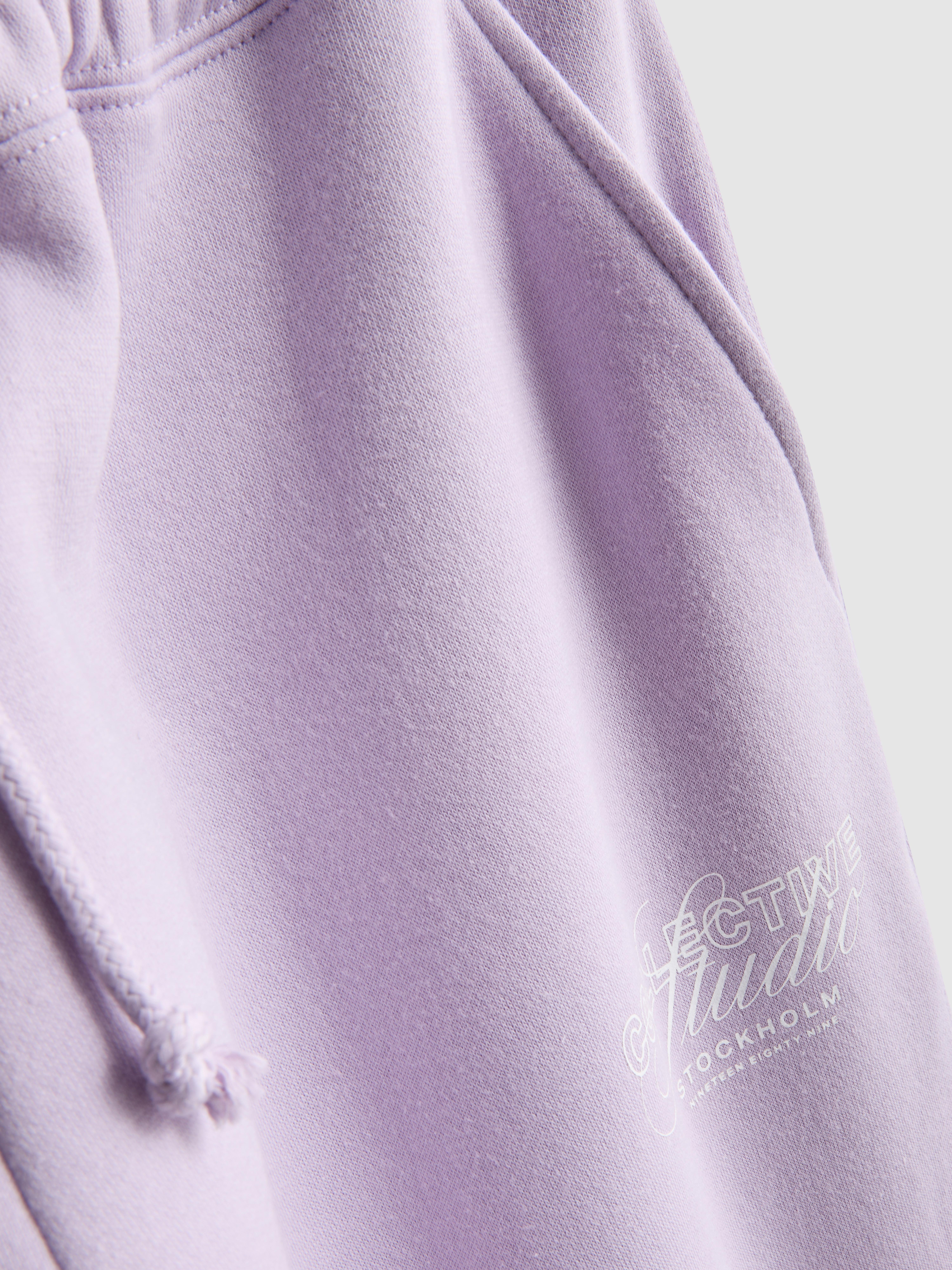 Women's Lilac Cotton Blend Printed Cuffed Joggers