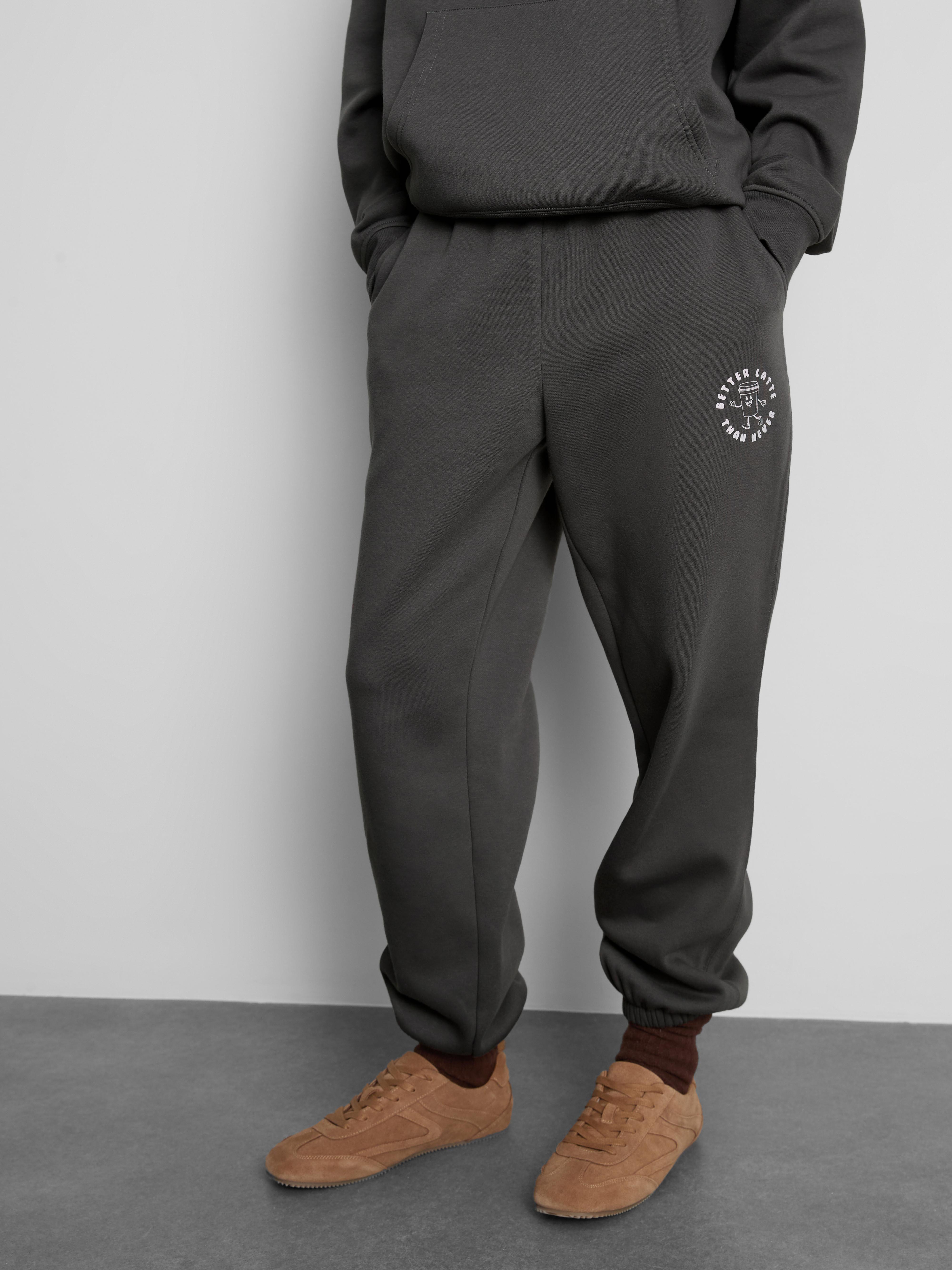 Women's Charcoal Cotton Blend Printed Cuffed Joggers