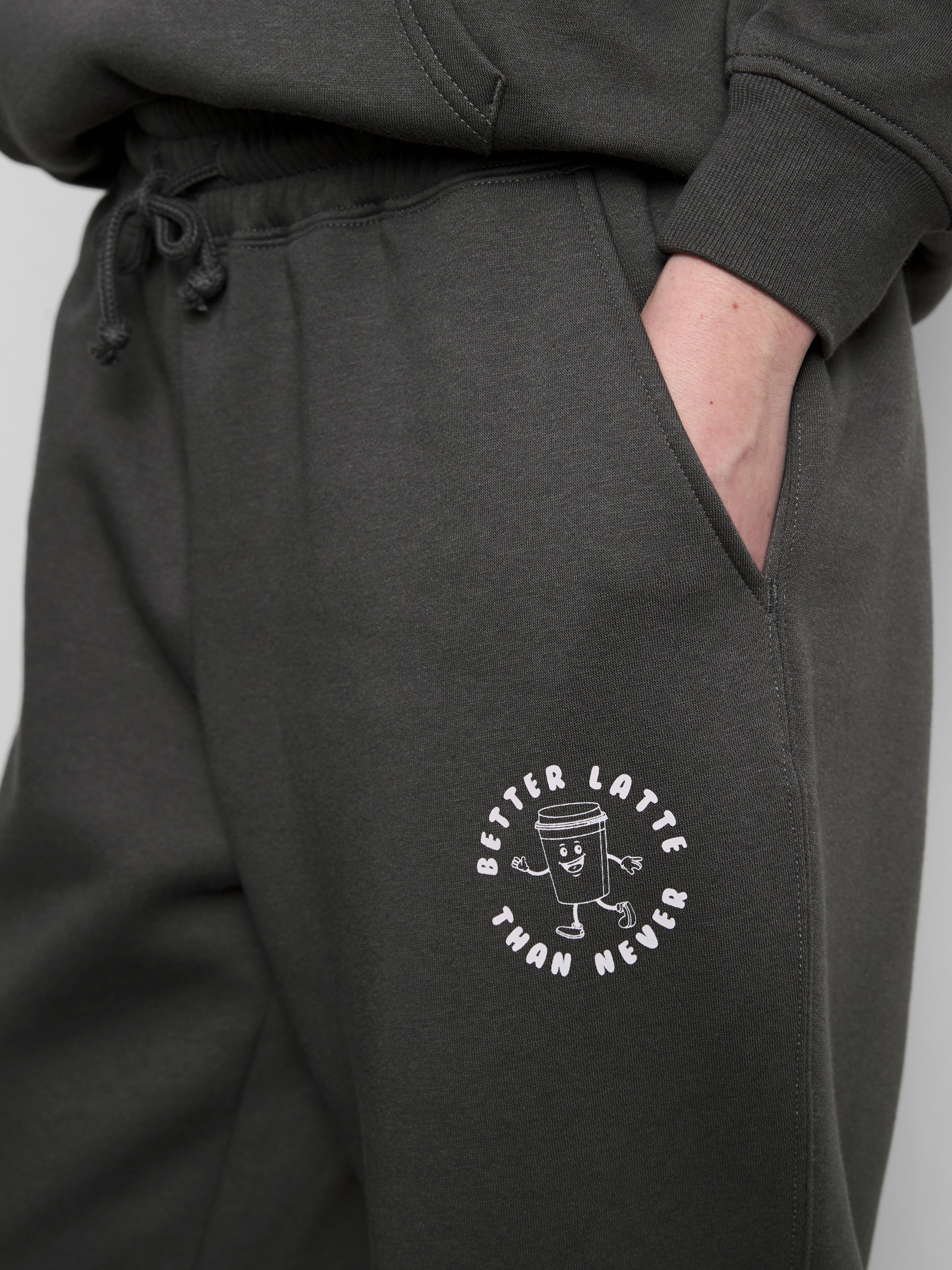 Women's Charcoal Cotton Blend Printed Cuffed Joggers