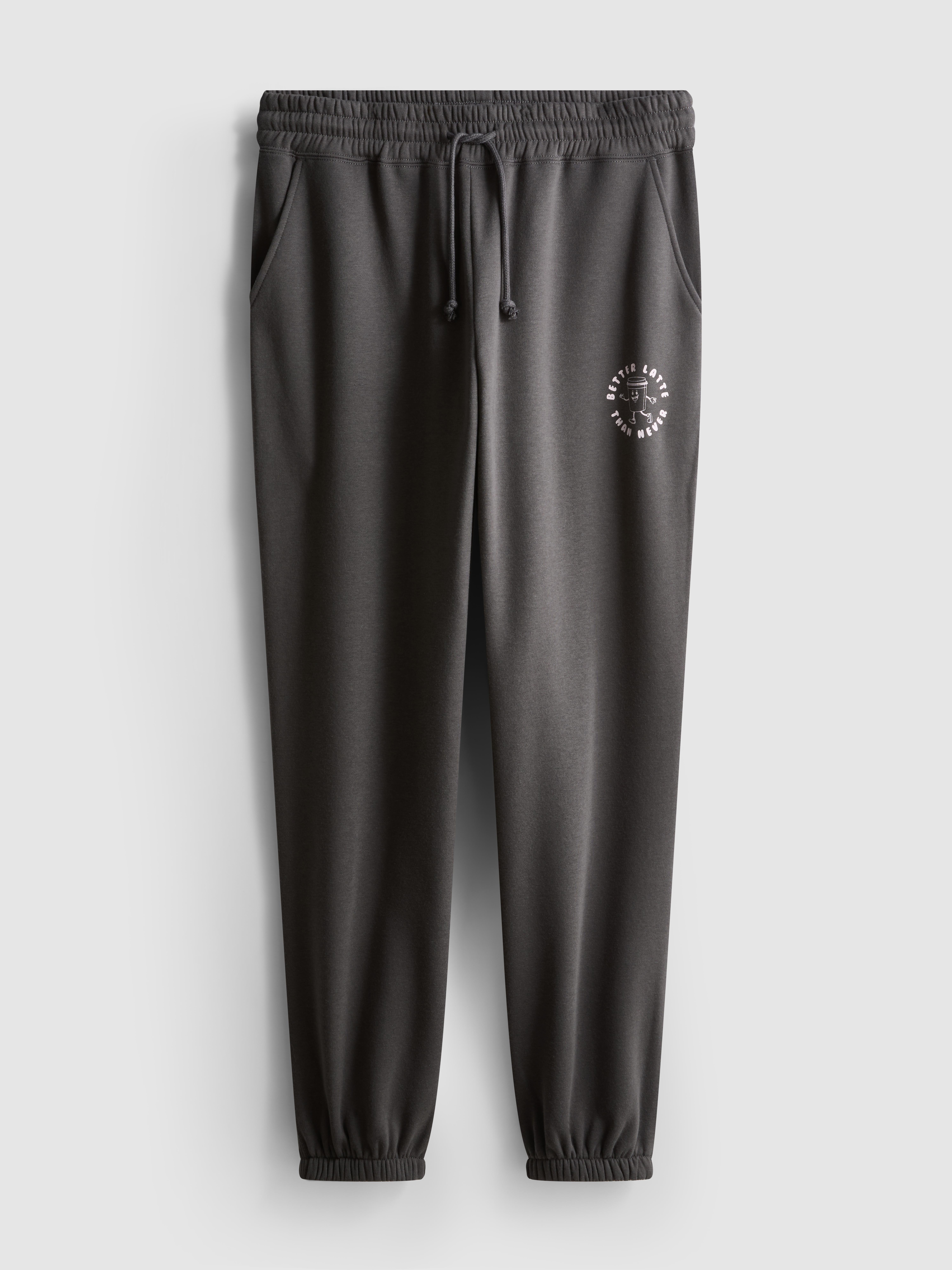 Women's Charcoal Cotton Blend Printed Cuffed Joggers