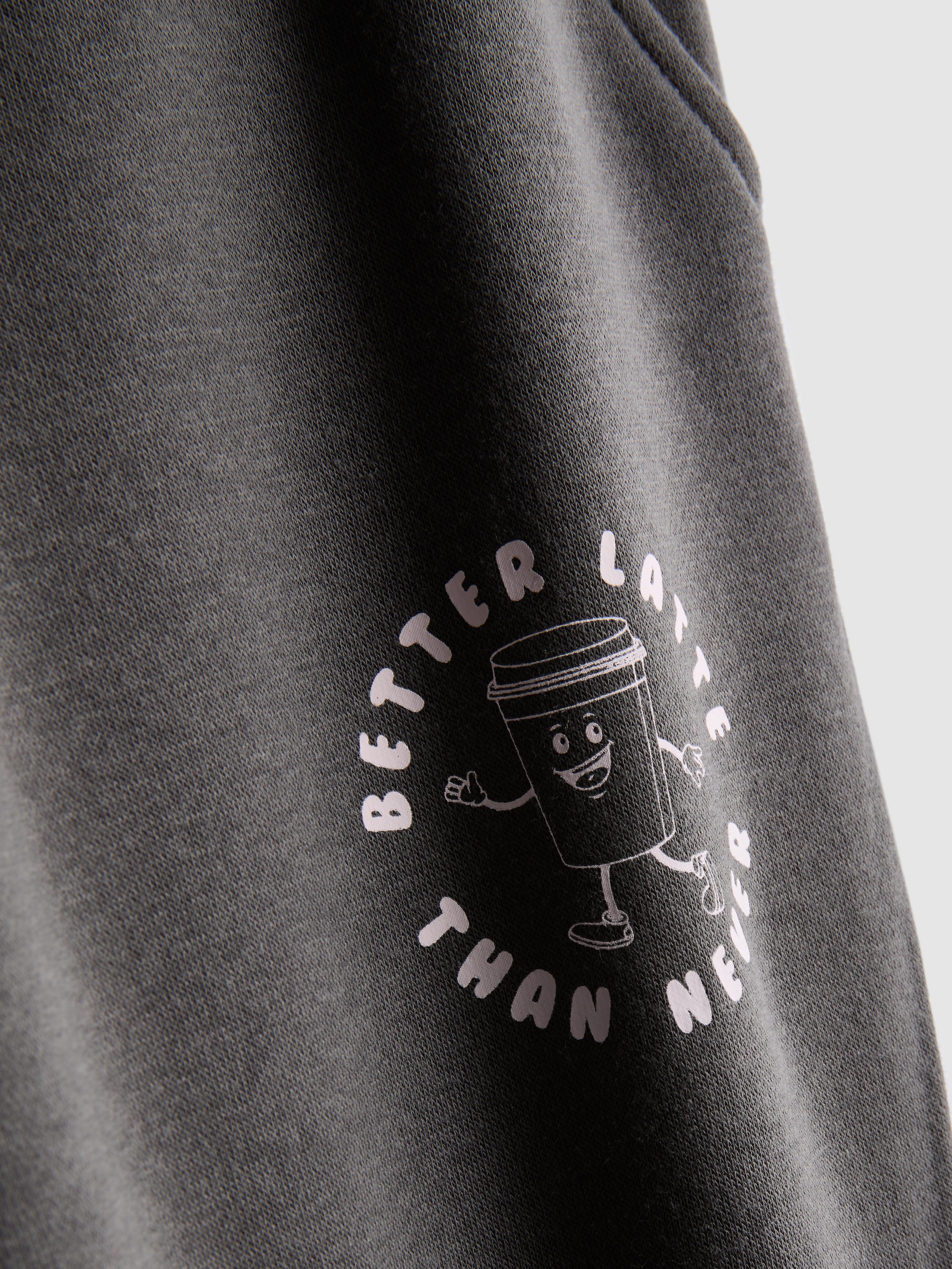 Women's Charcoal Cotton Blend Printed Cuffed Joggers