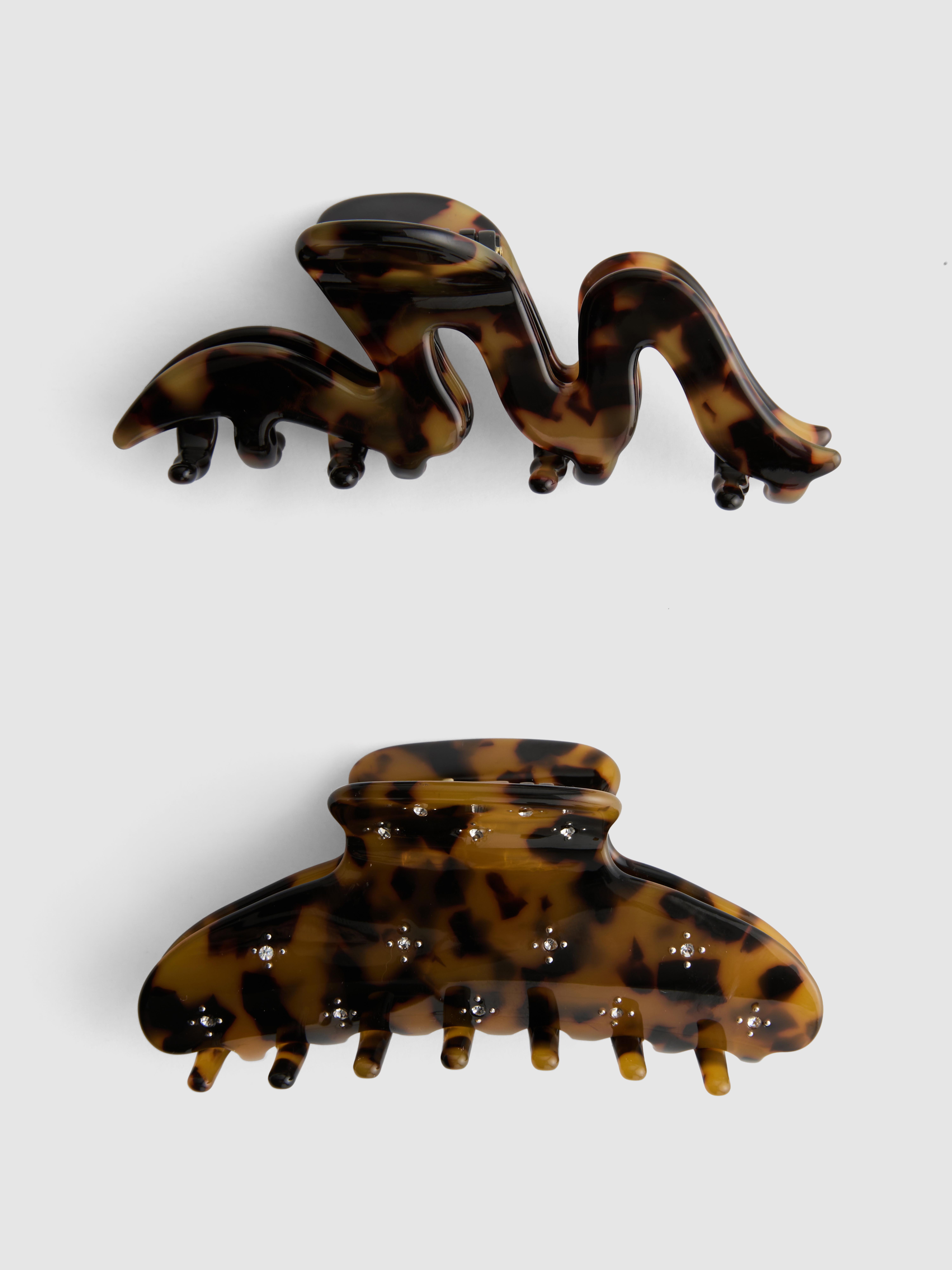 2pk Mixed Tortoiseshell Claw Clips