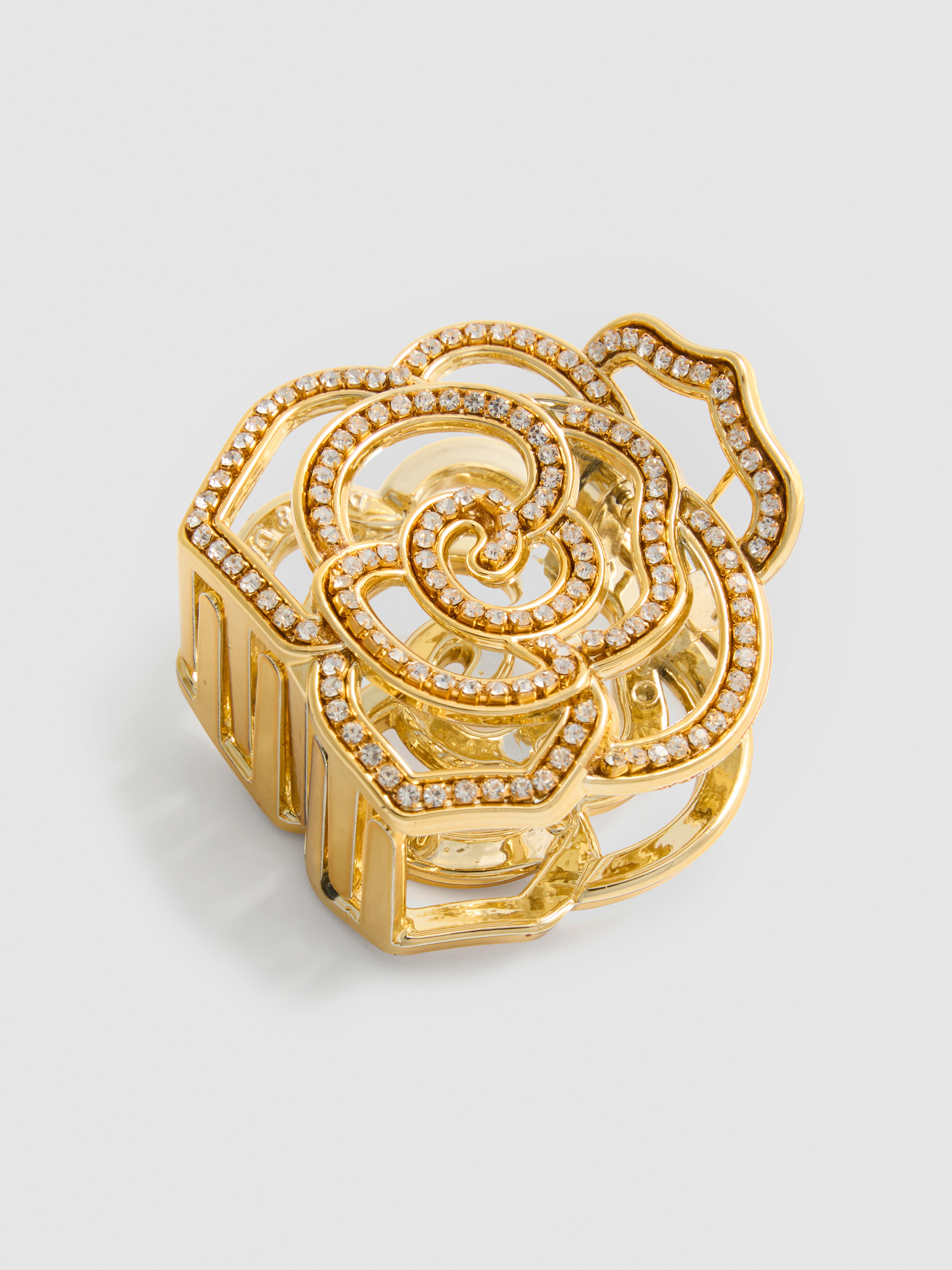 Embellished Rose Hair Clip Gold