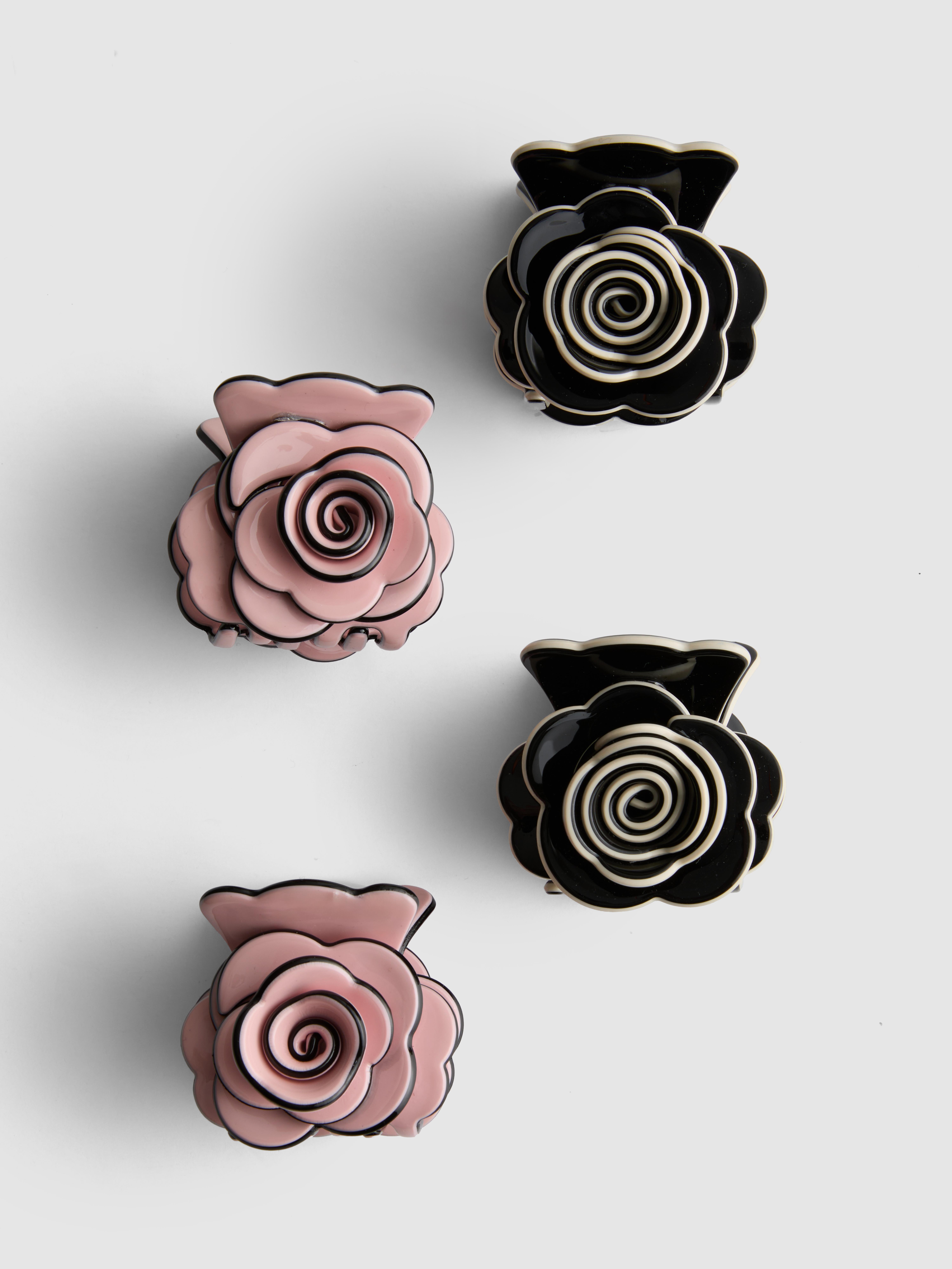 4pk Rose Flower Mini Claw Clips