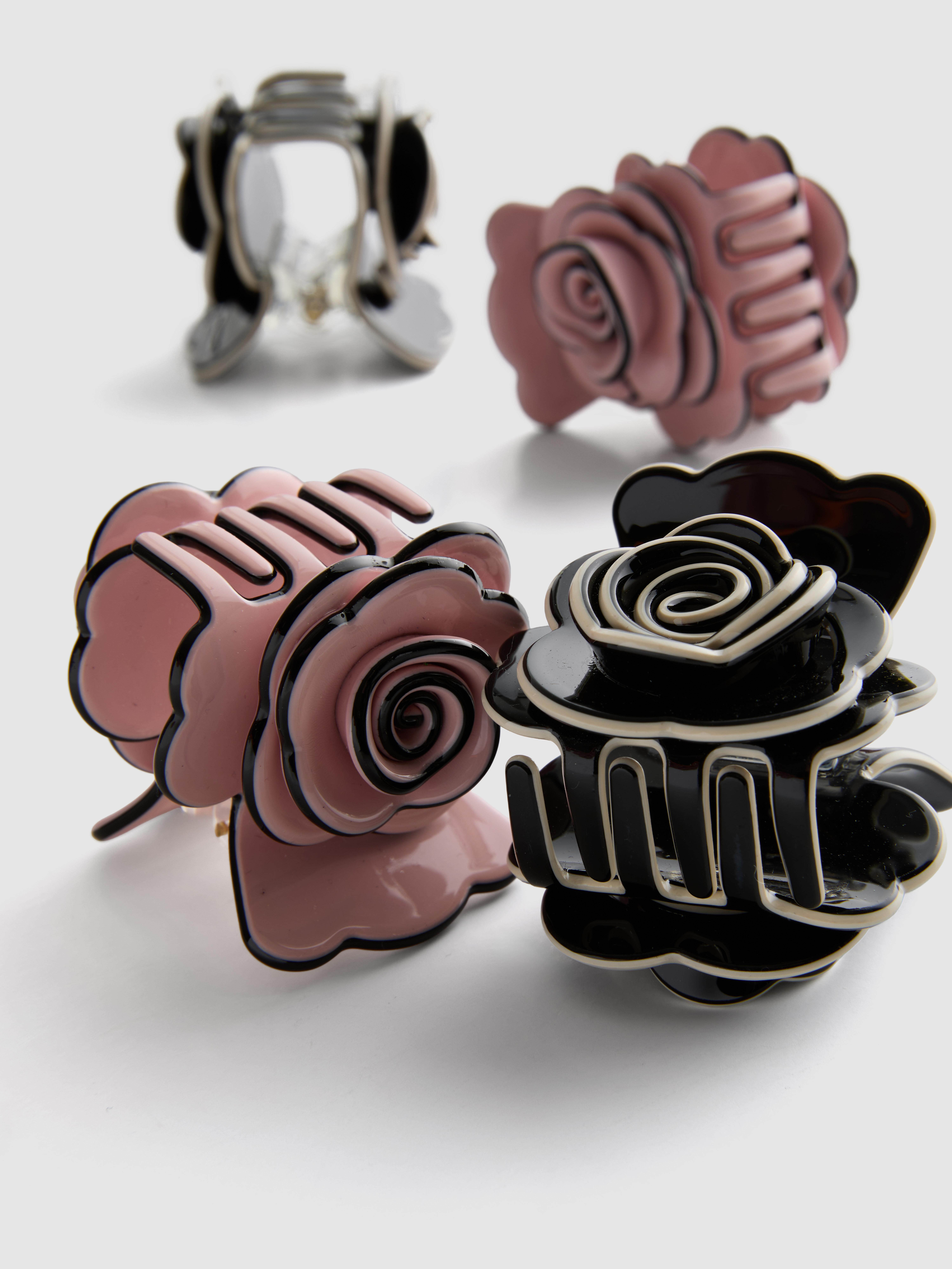 Women's Pink 4pk Rose Flower Mini Claw Clips