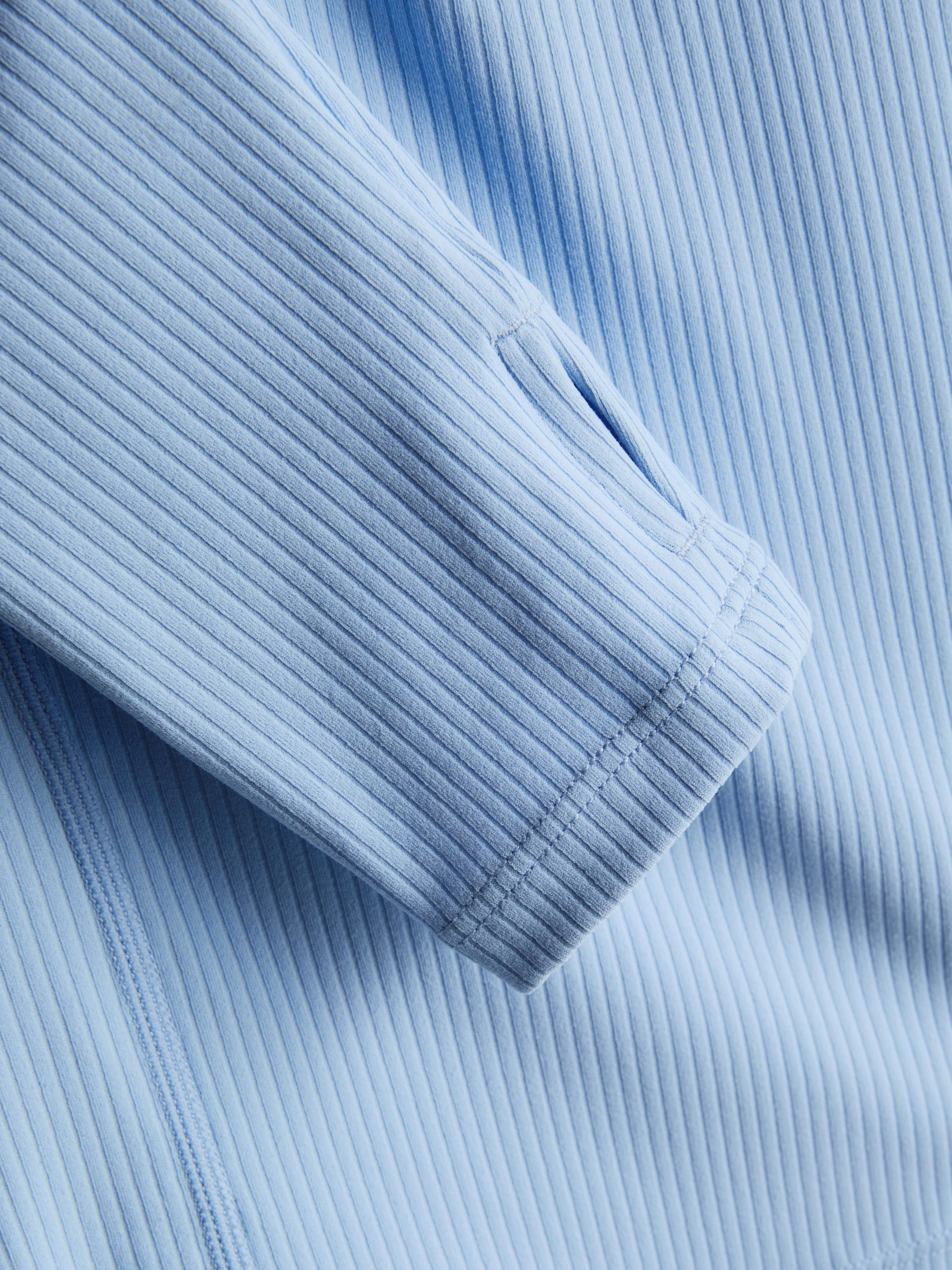 Girls Light Blue Ribbed Active Half-Zip Sweatshirt