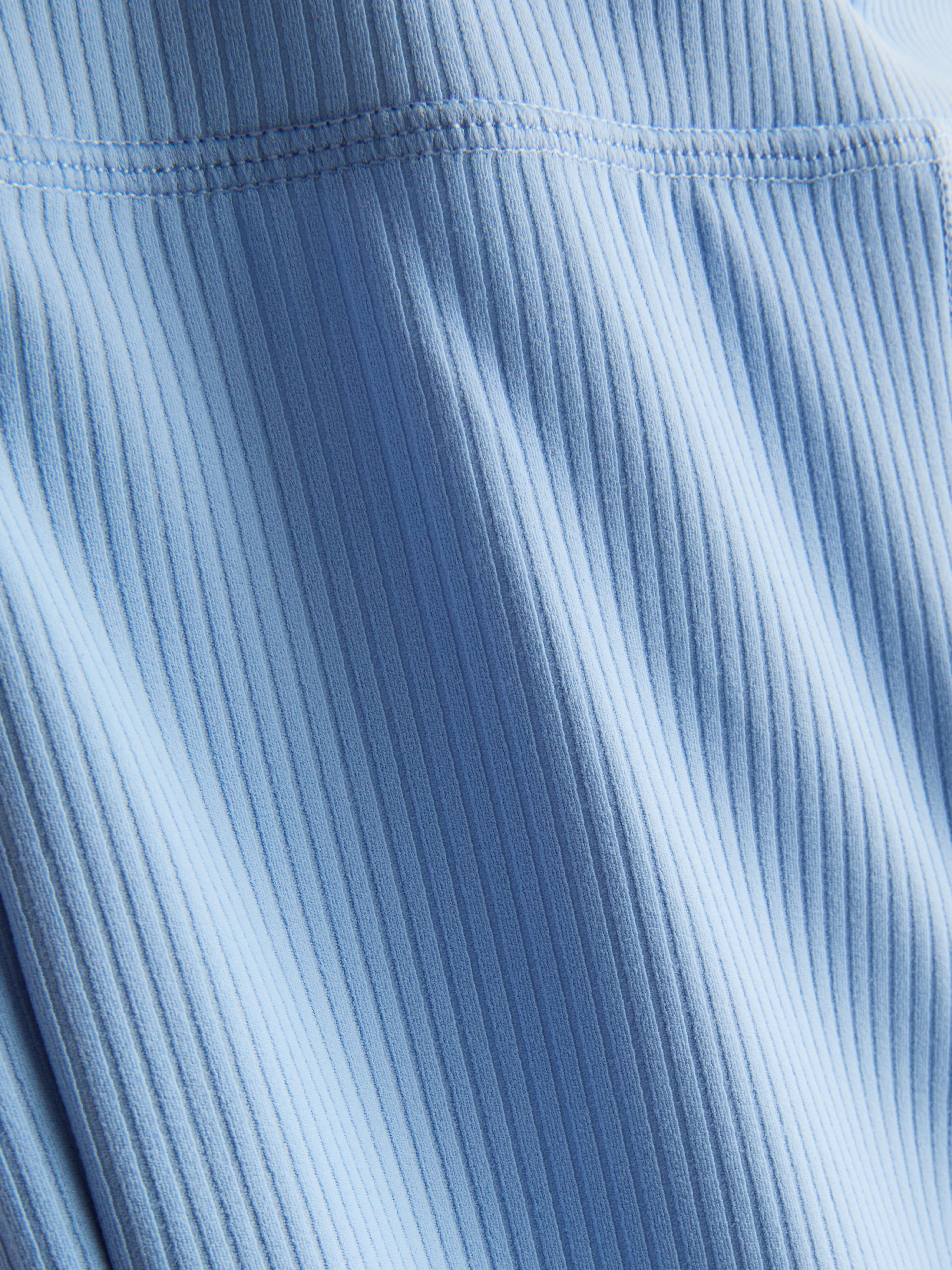 Girls Light Blue Ribbed Active Flare Leggings