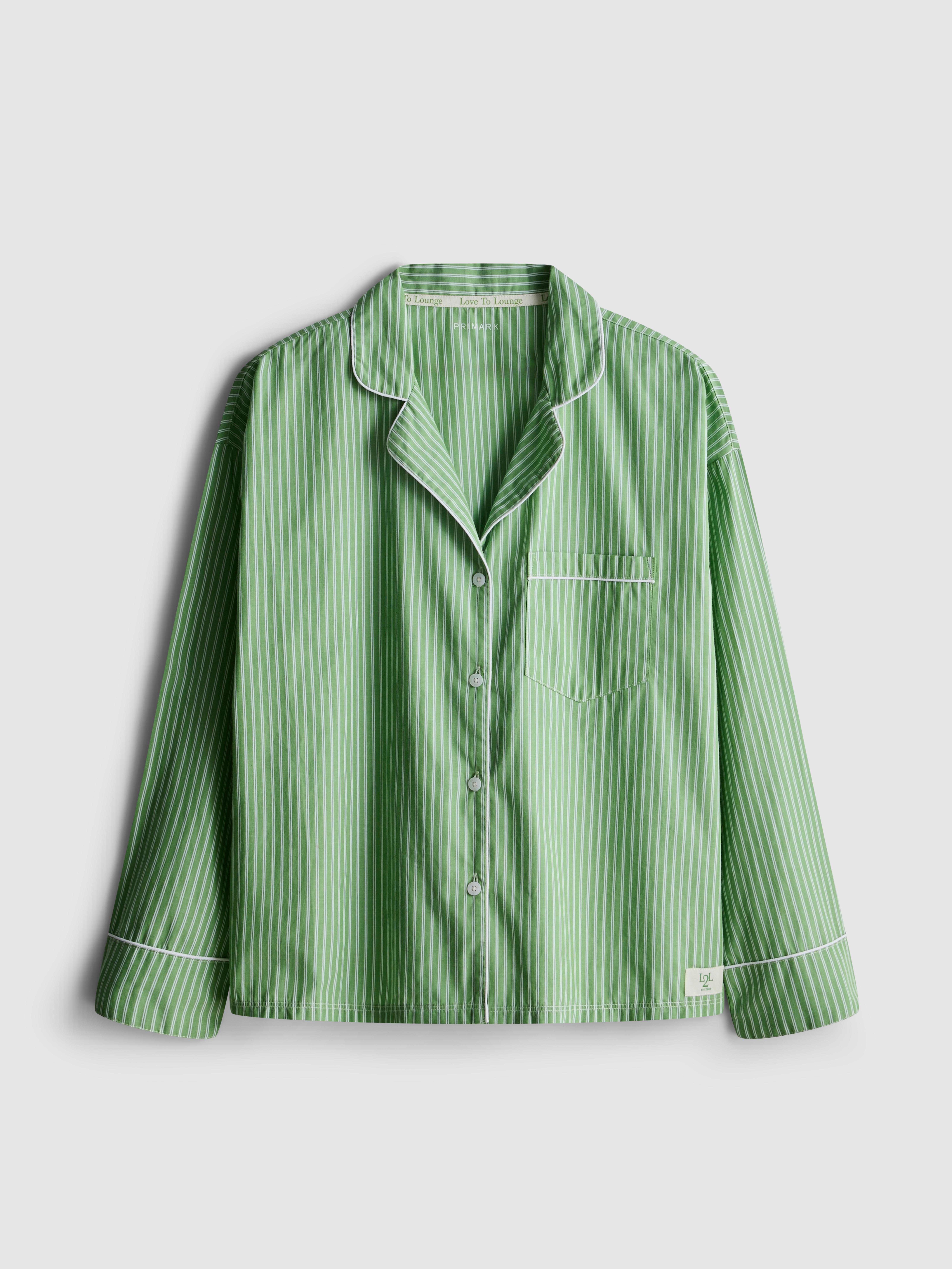 Women's Light Green Love To Lounge Stripe Pajama Shirt