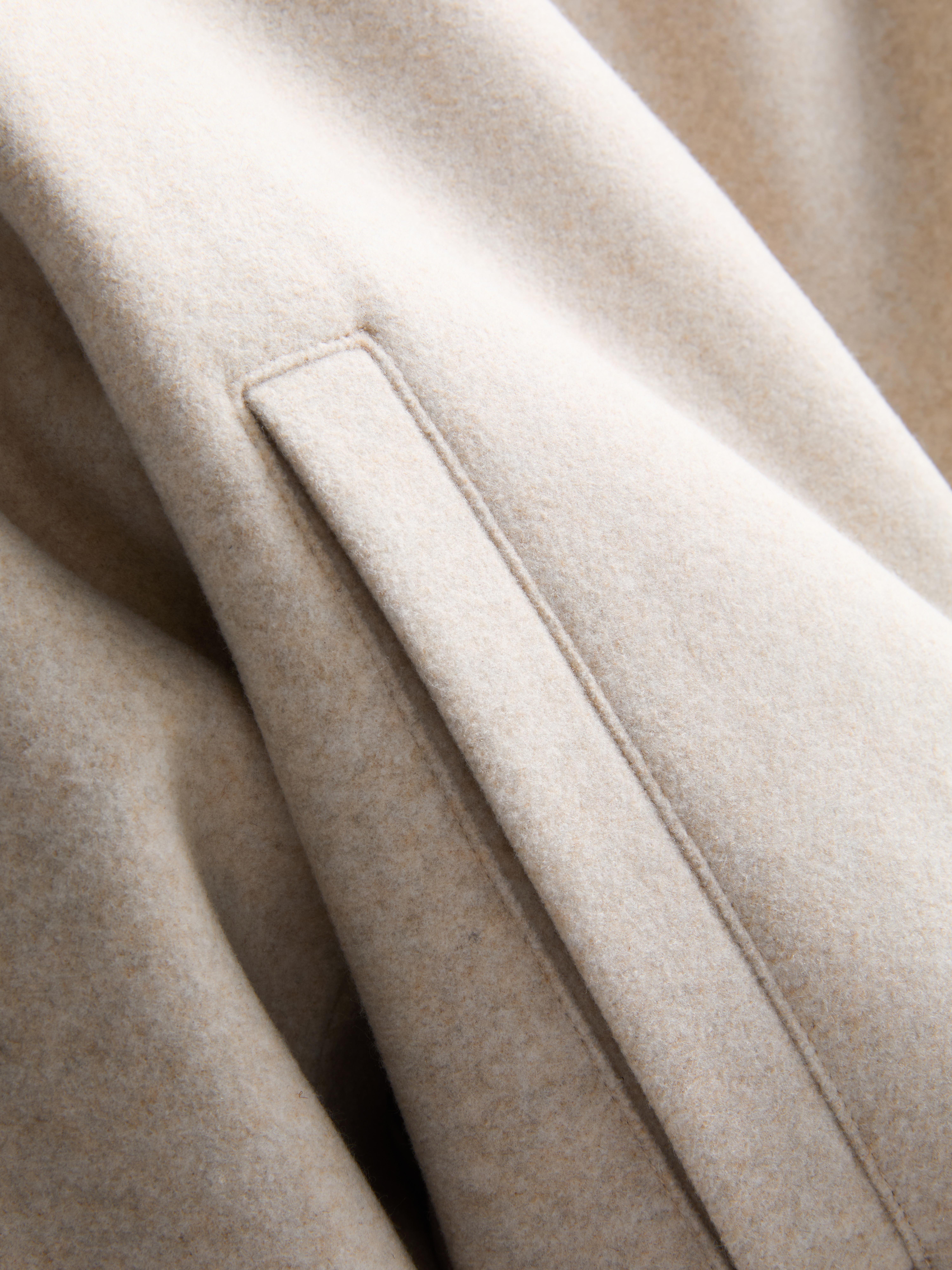 Women's Oatmeal Brushed Funnel-Neck Zip-Up Jacket