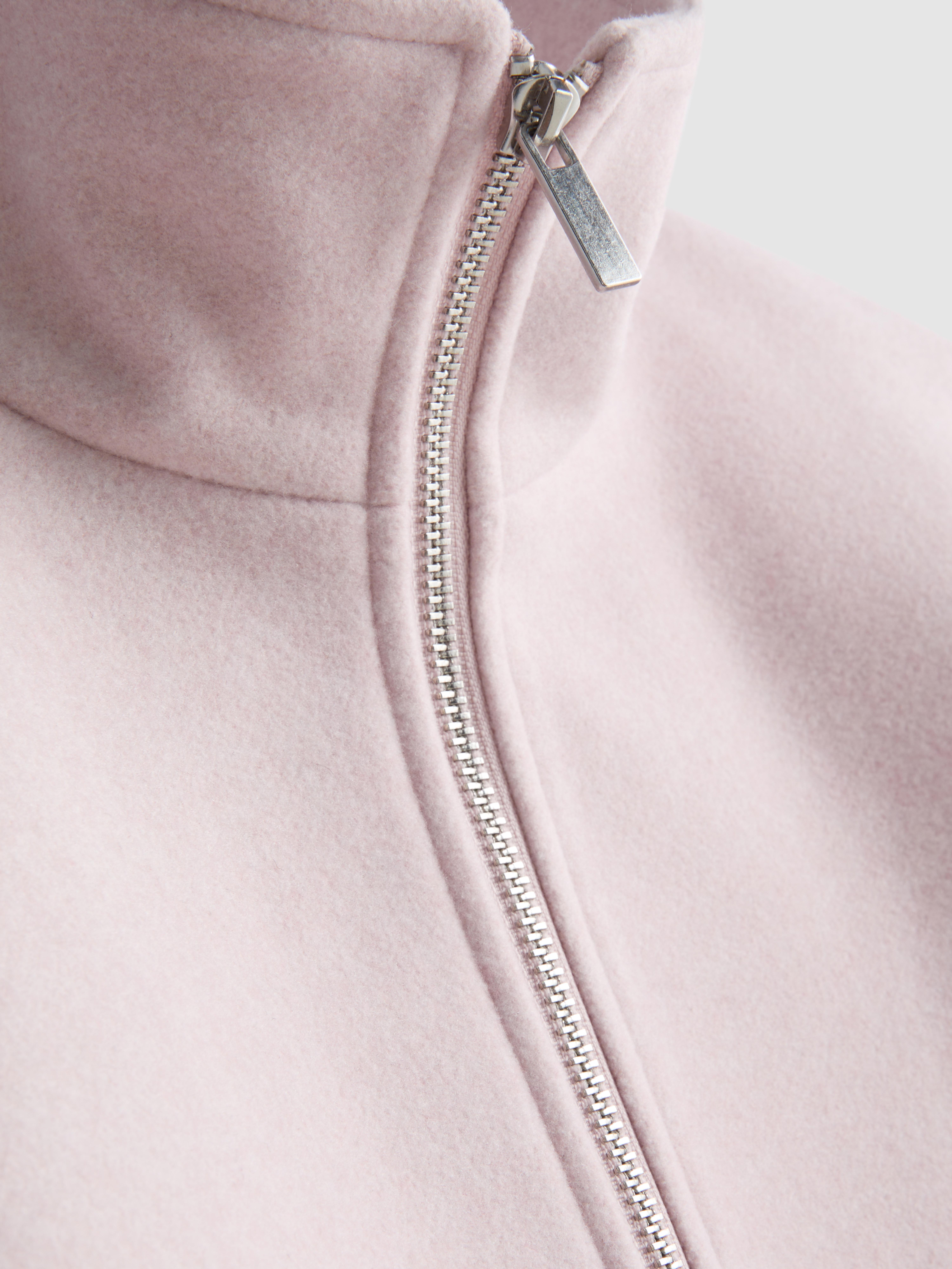 Women's Pink Brushed Funnel-Neck Zip-Up Jacket