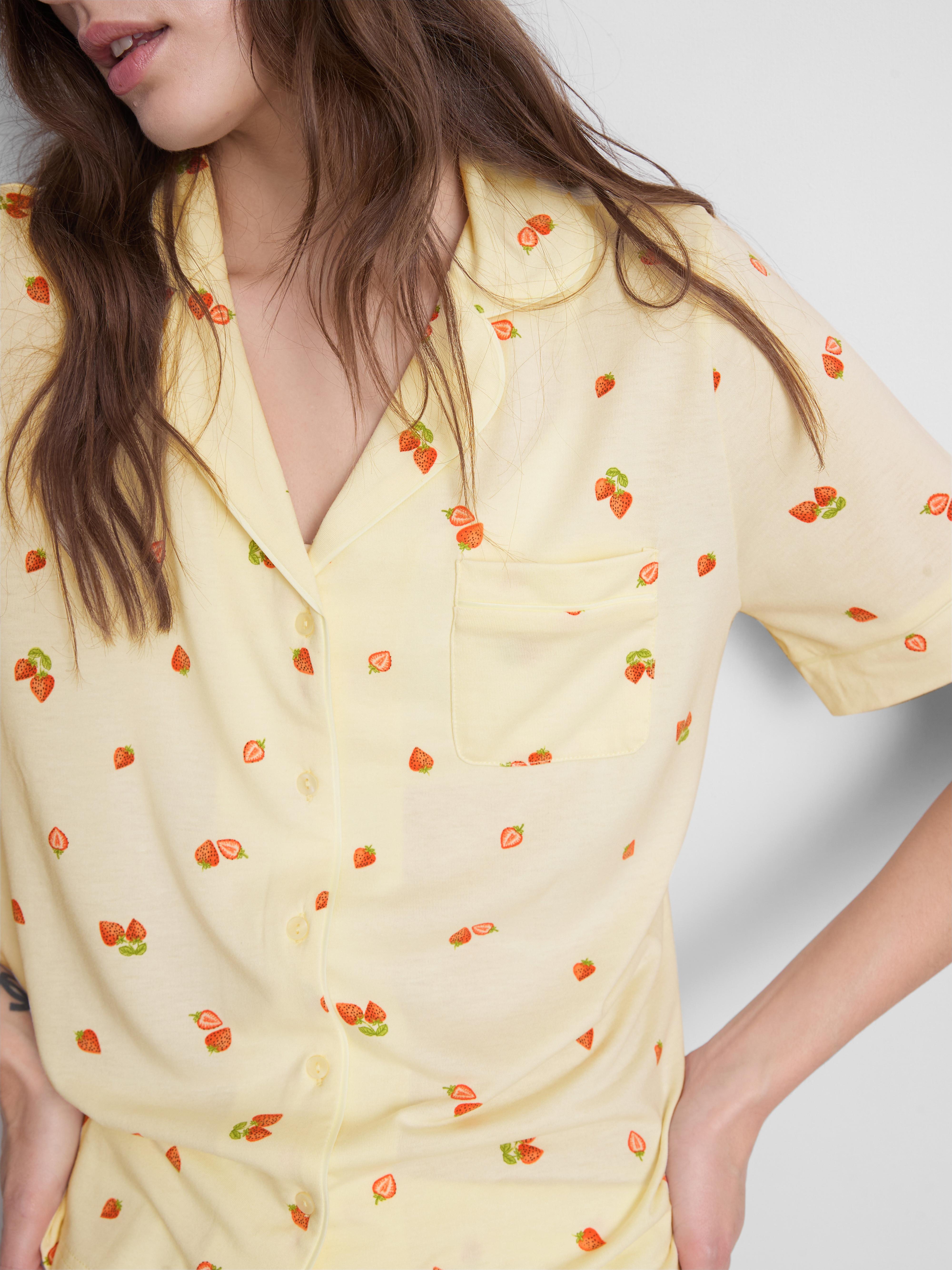 Women's Lemon Printed Shorty Boyfriend Pajamas