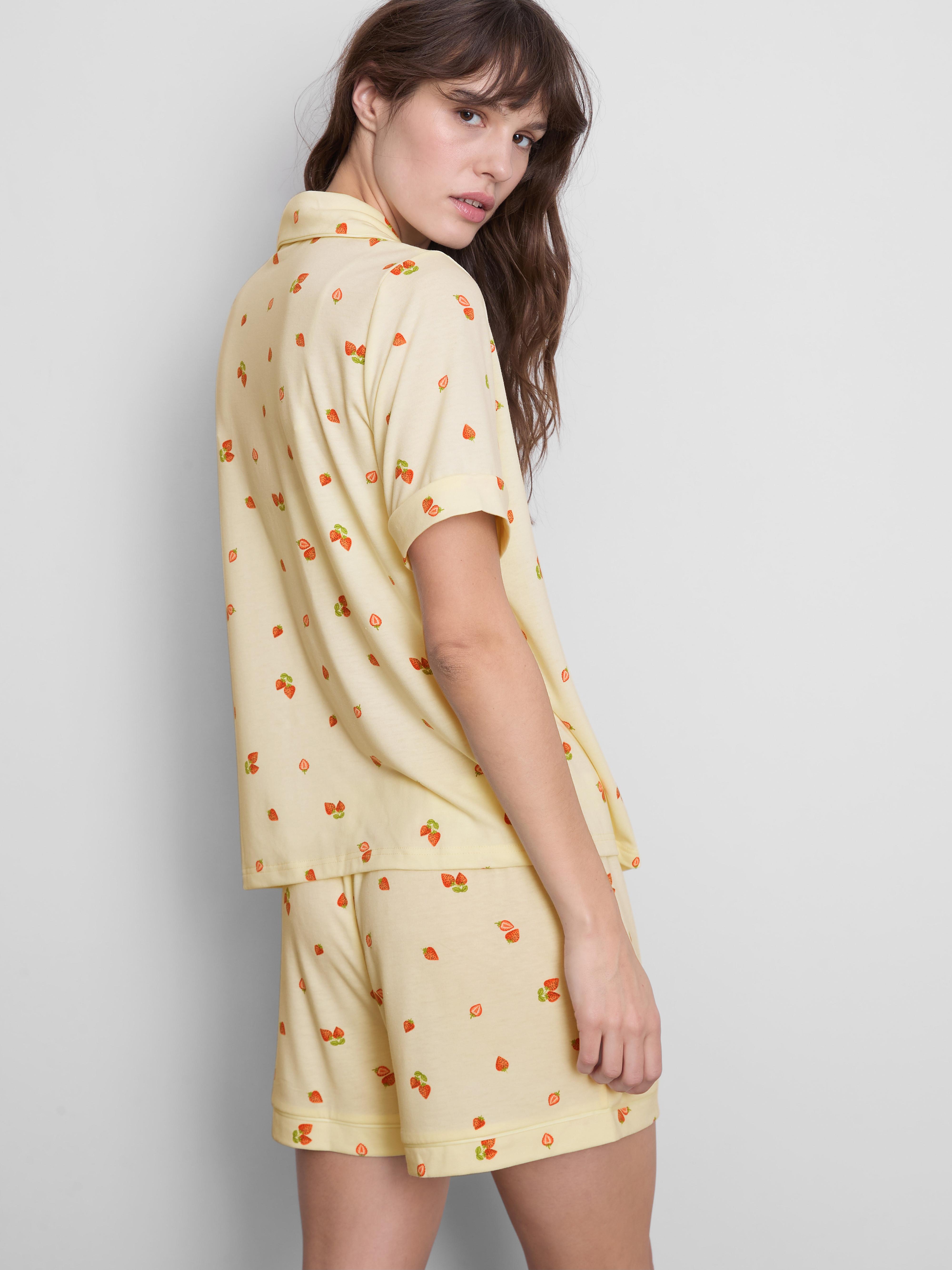 Women's Lemon Printed Shorty Boyfriend Pajamas